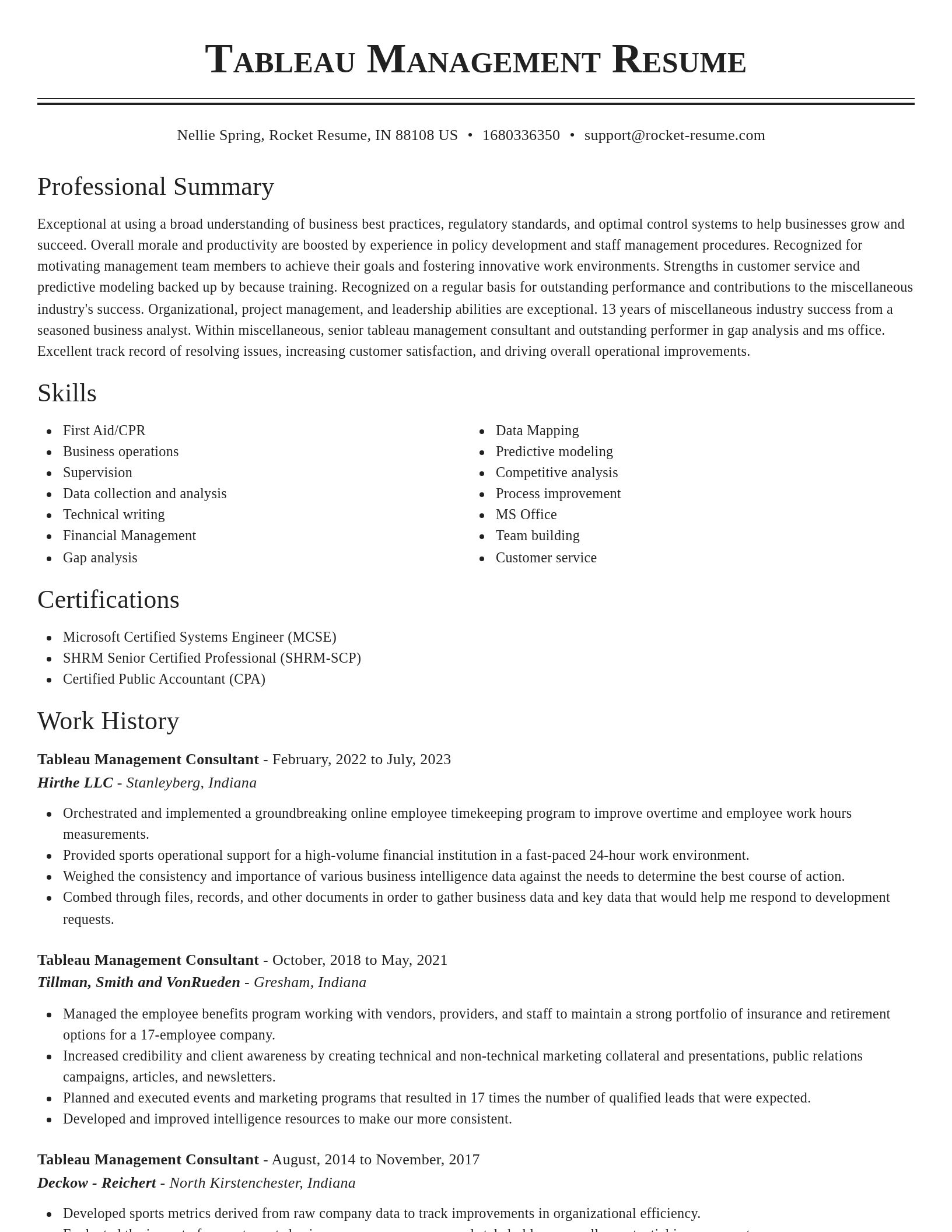 Classic resume template