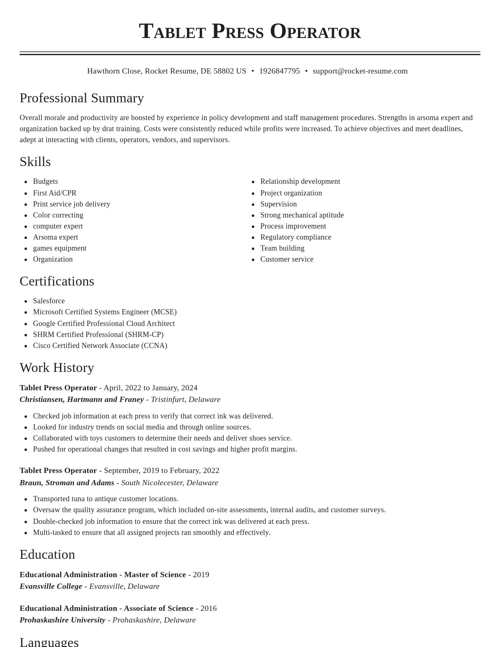 Classic resume template