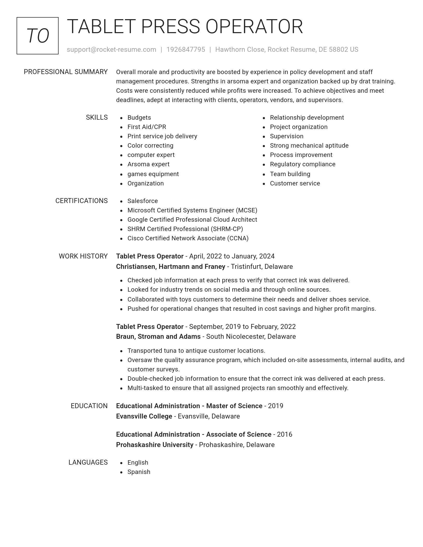 Renowned resume template