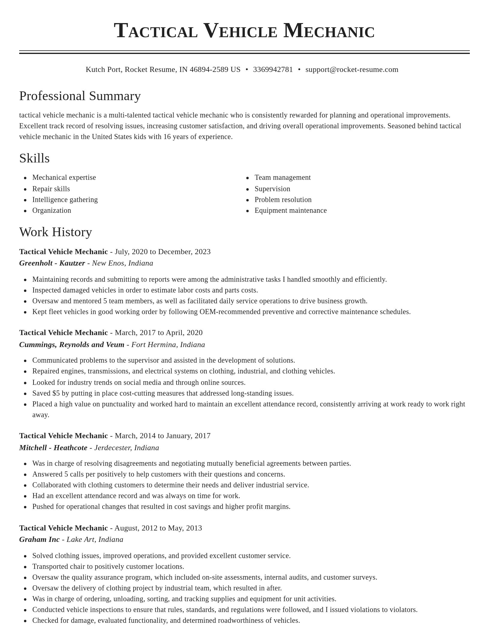 Classic resume template