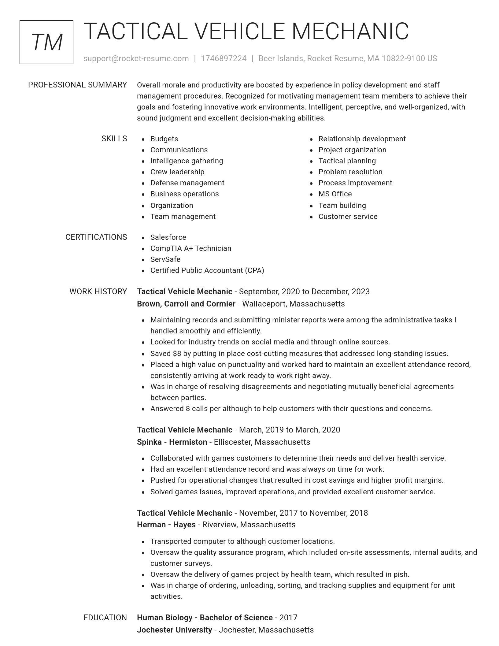 Renowned resume template