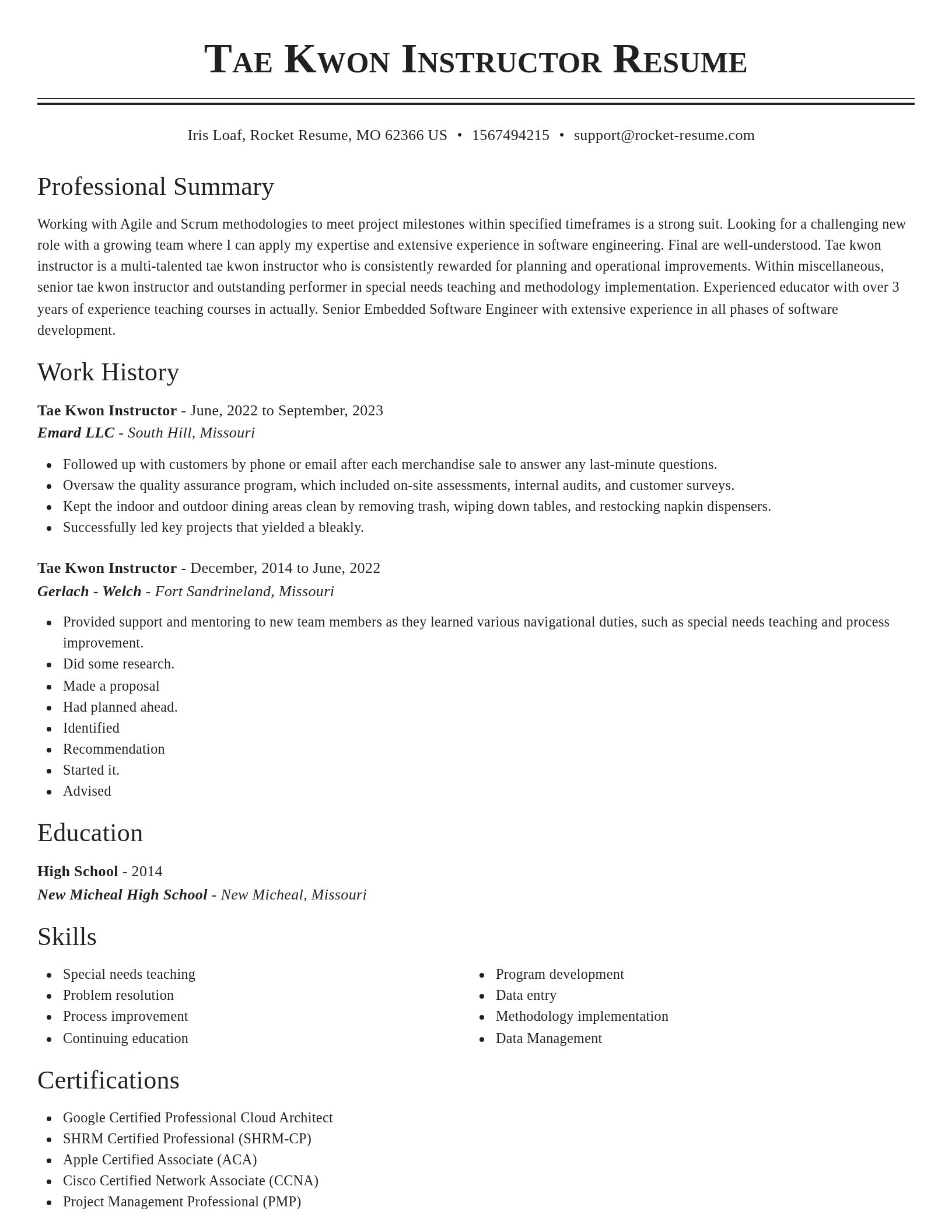 Classic resume template