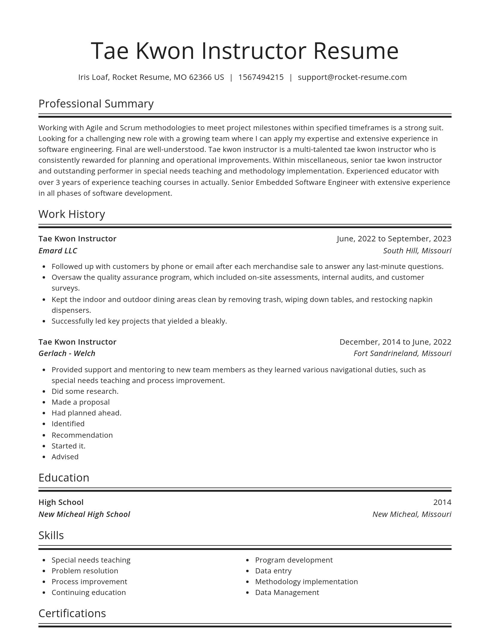 Spotlight resume template