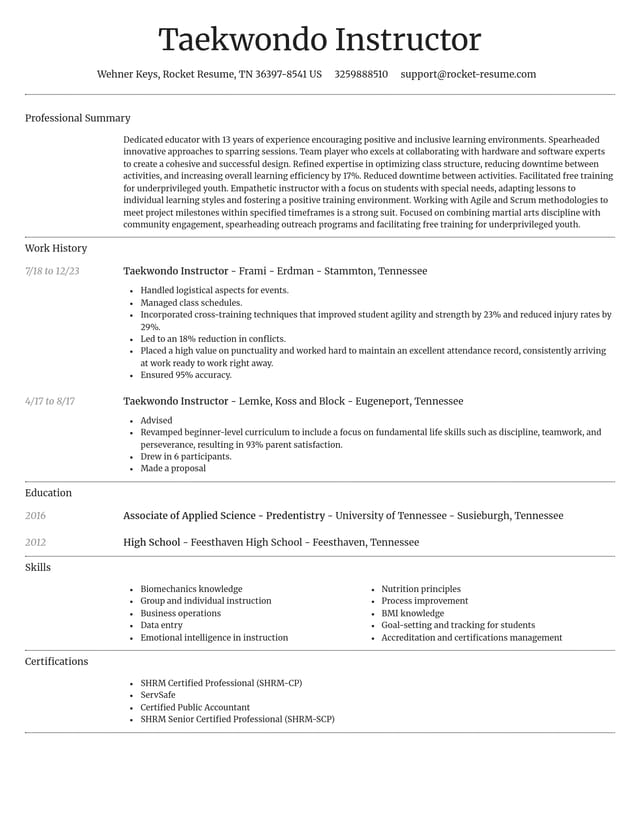 Dignified resume template