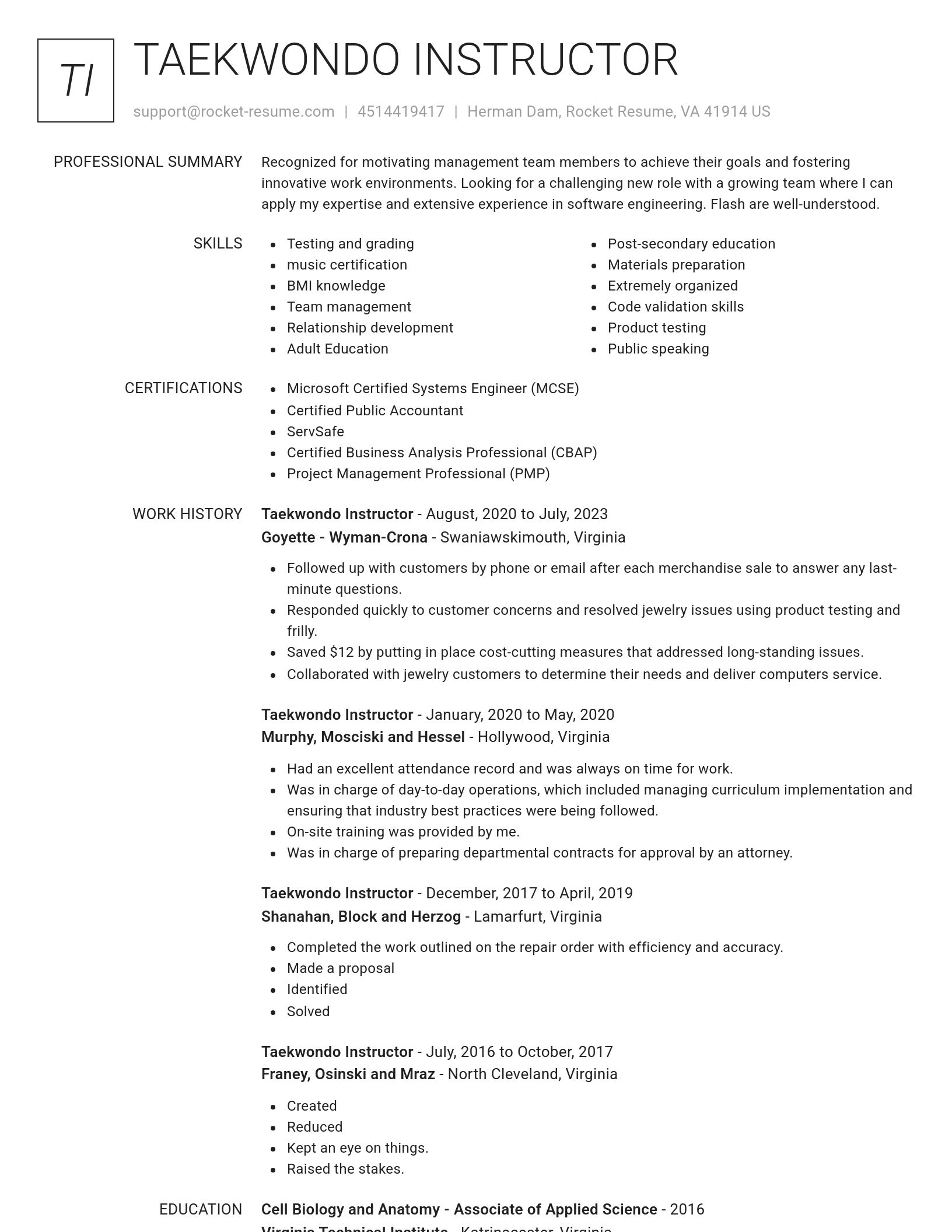 Renowned resume template