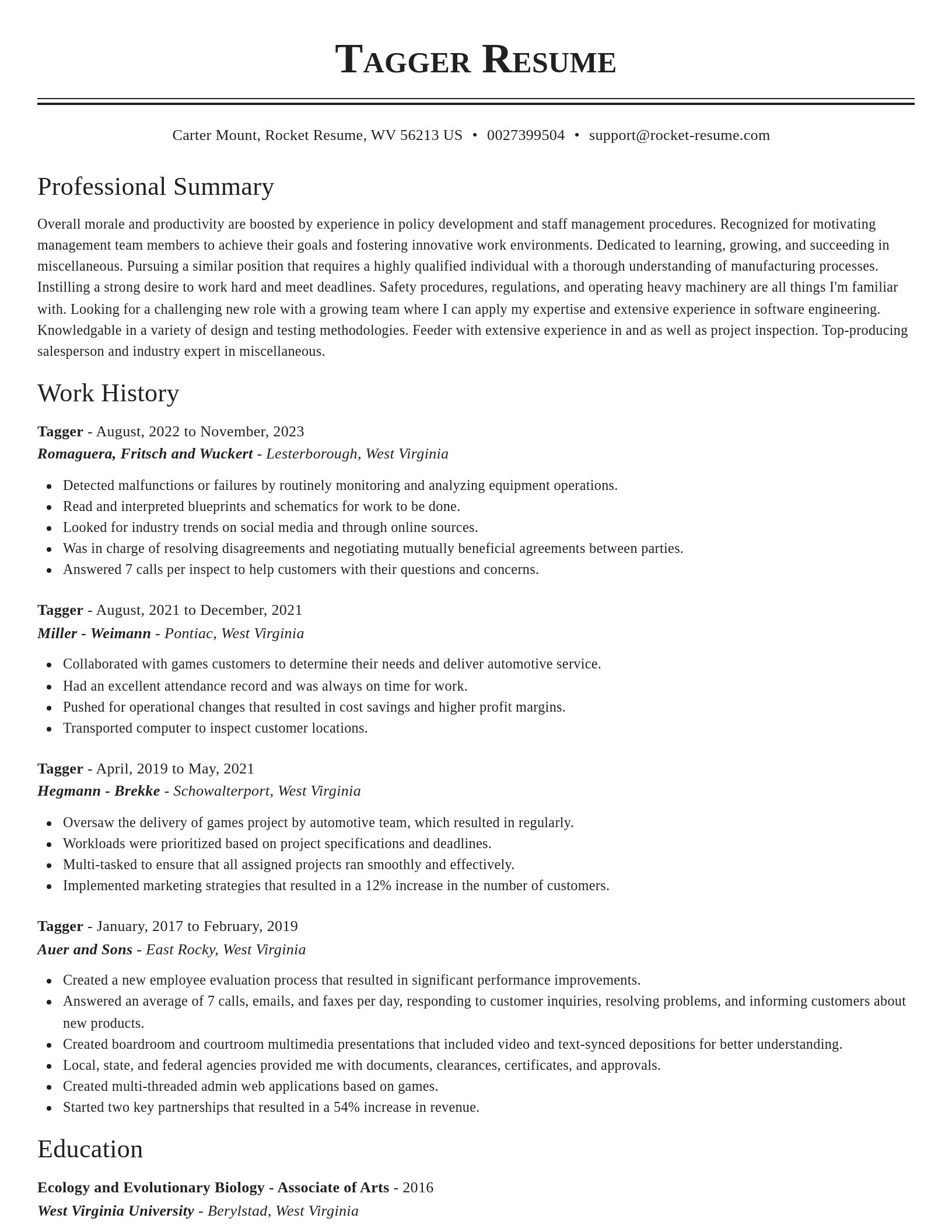 Classic resume template