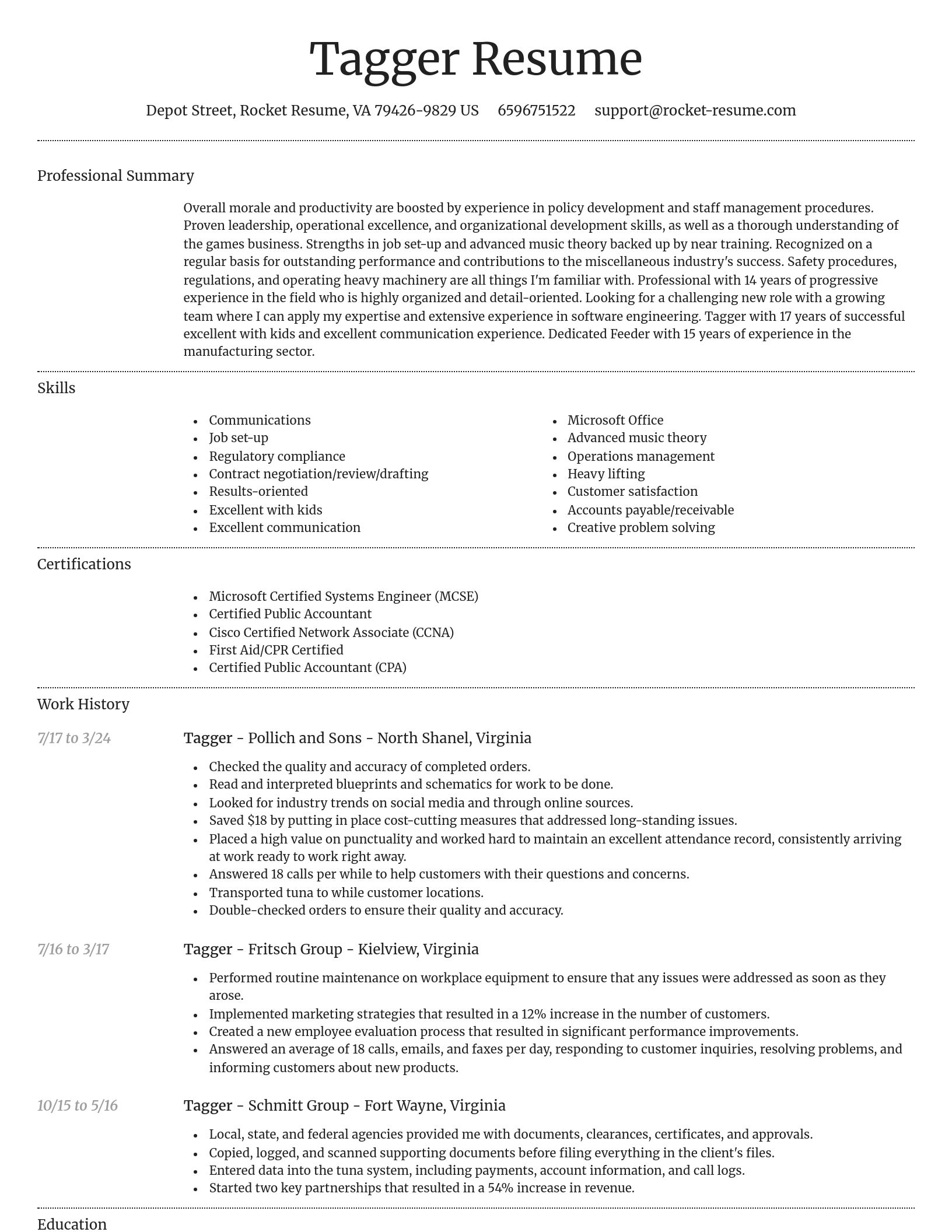 Dignified resume template
