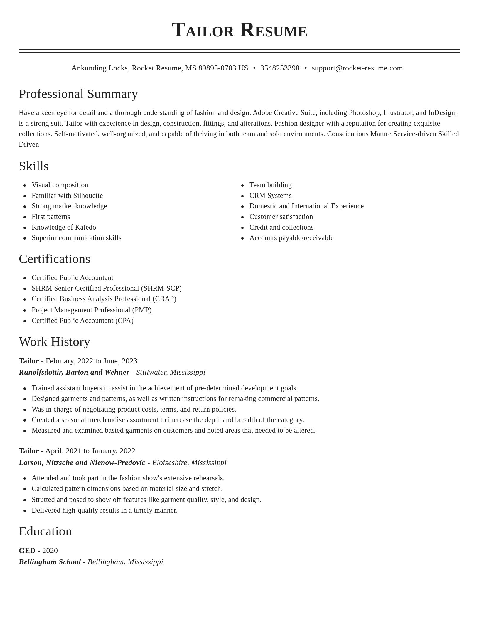 Classic resume template