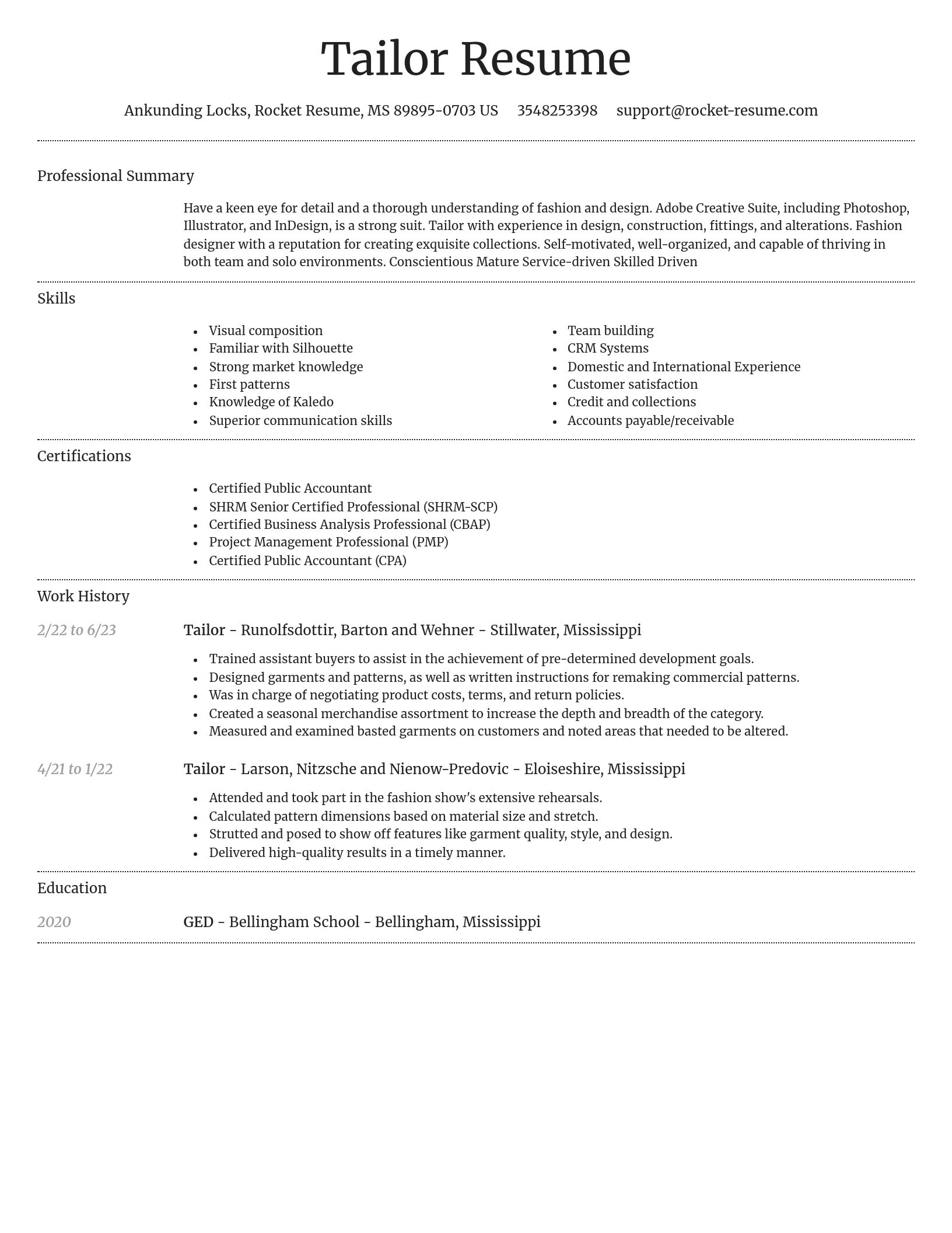 Dignified resume template