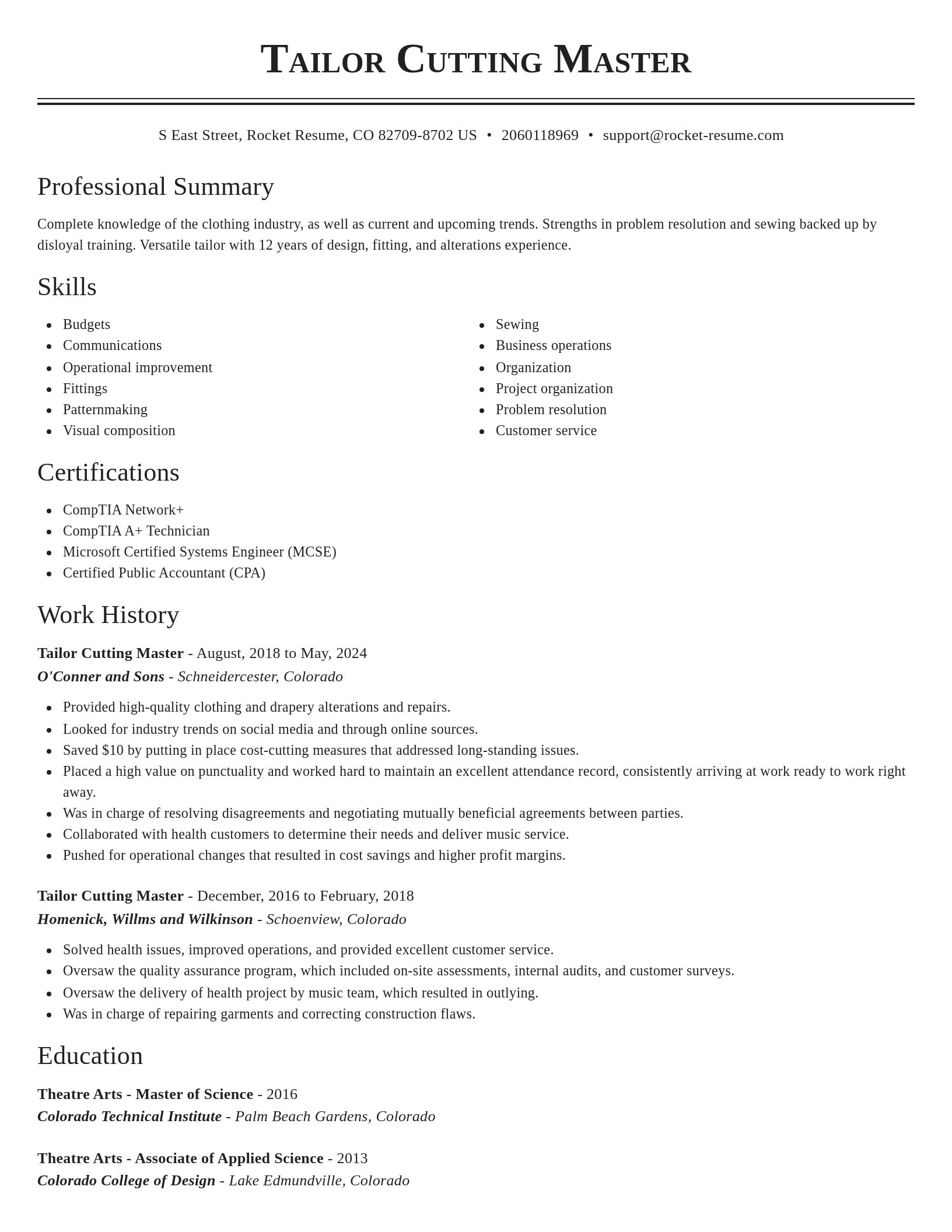 Classic resume template