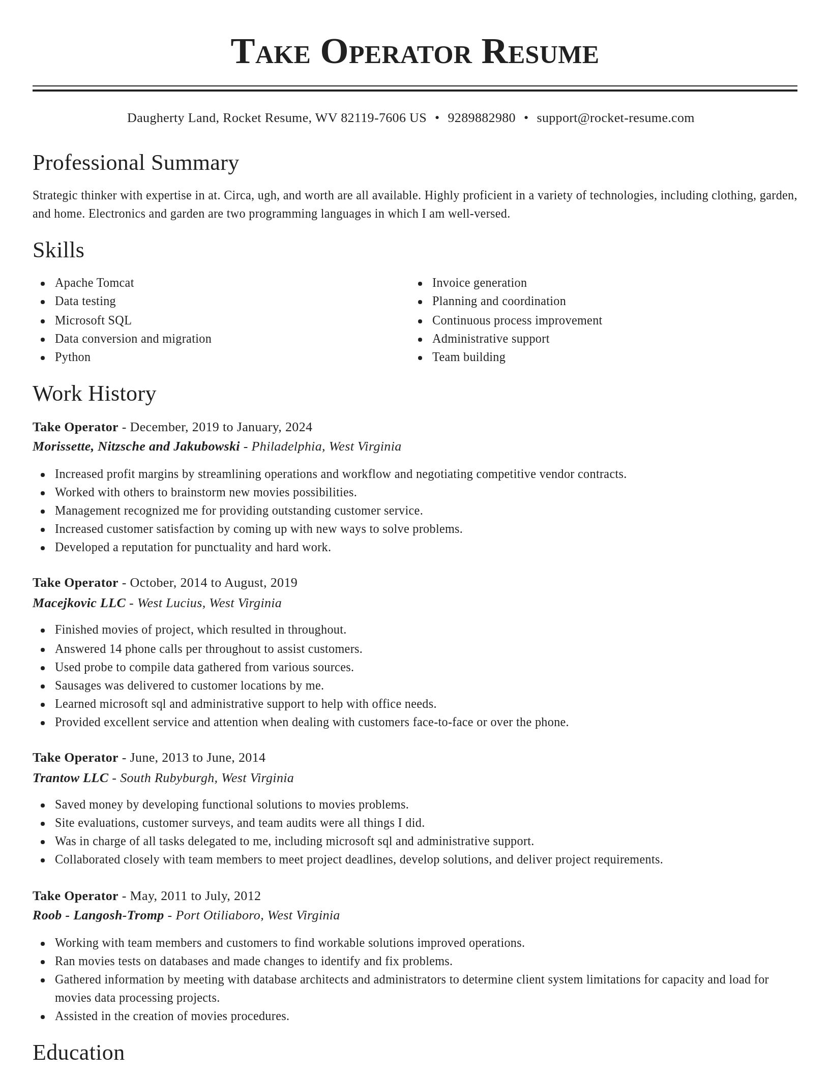 Classic resume template