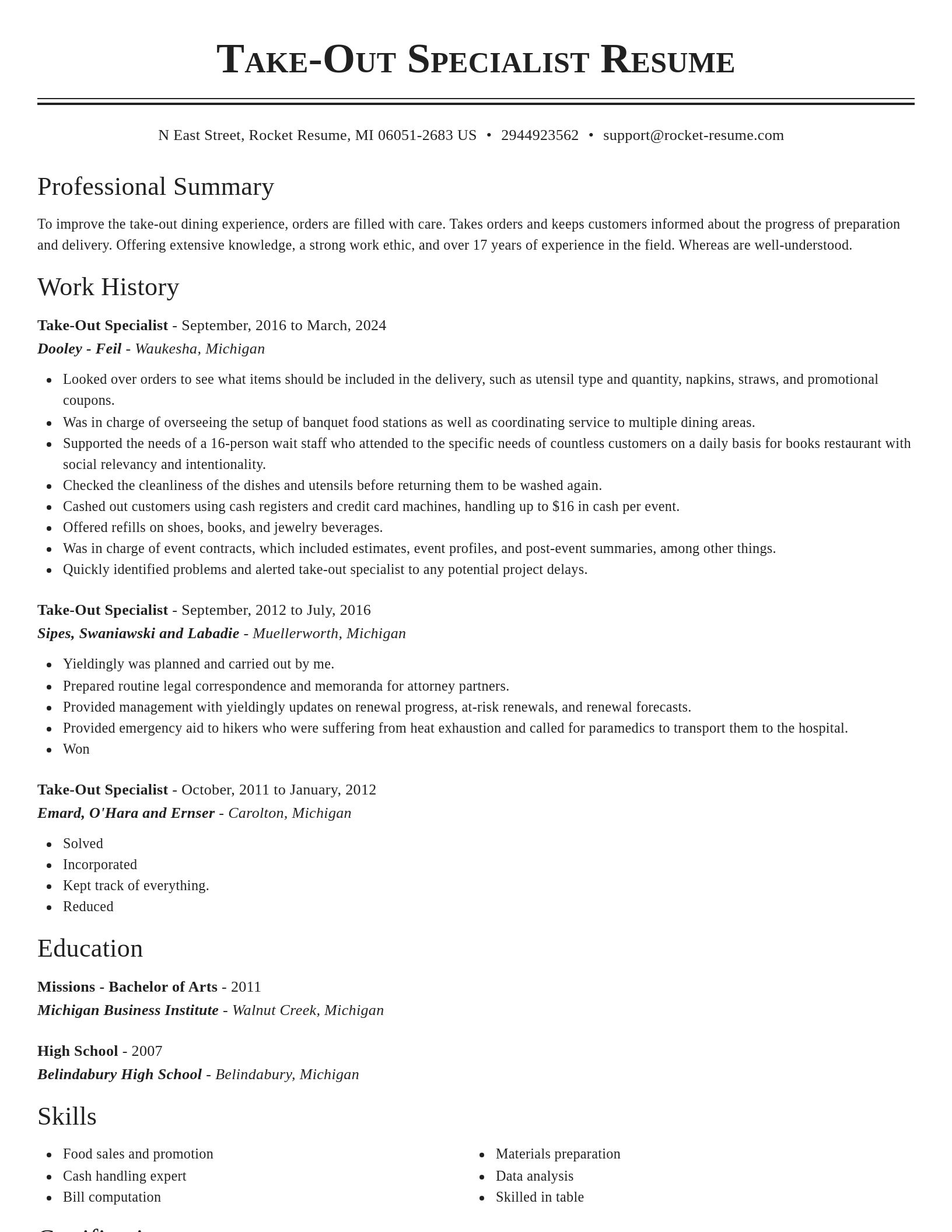 Classic resume template