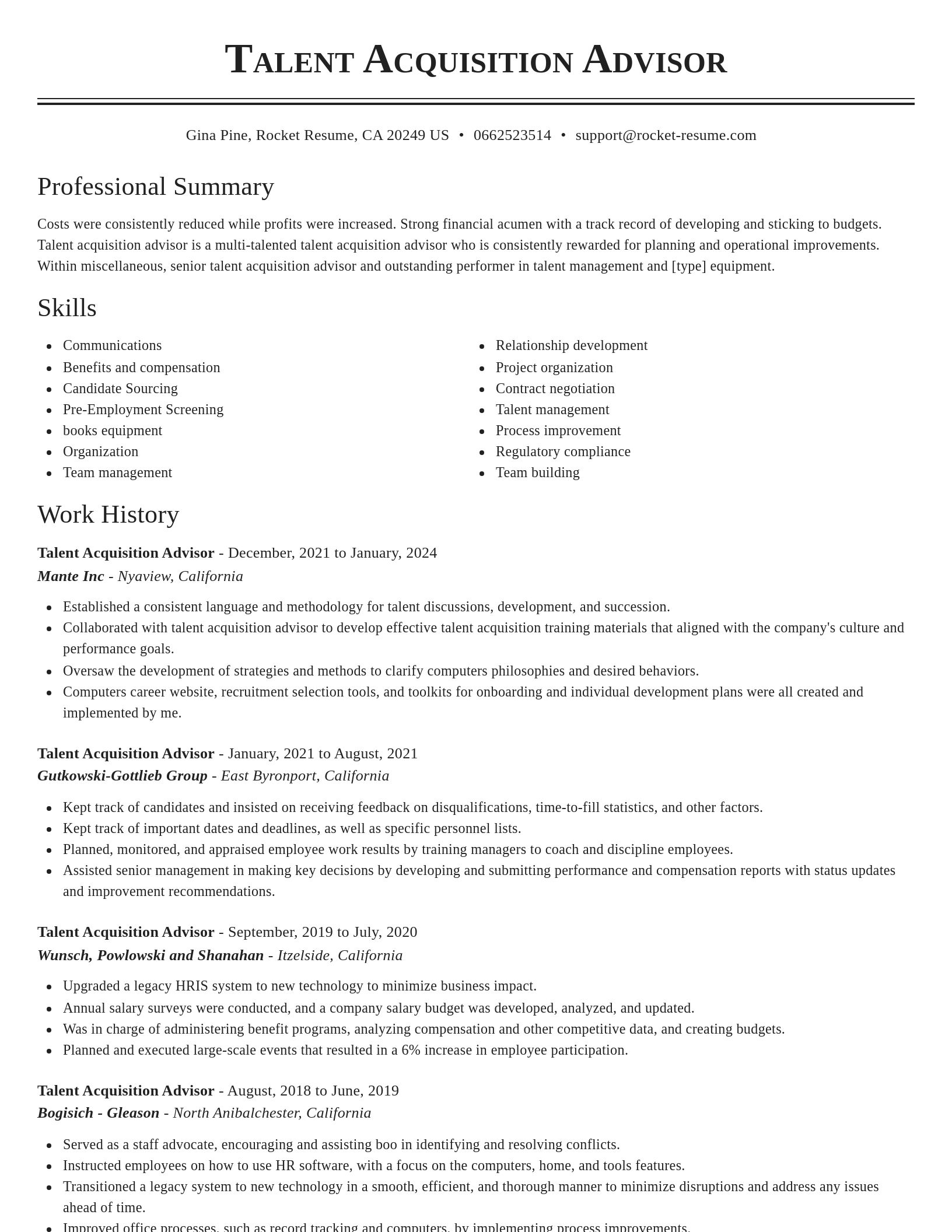 Classic resume template