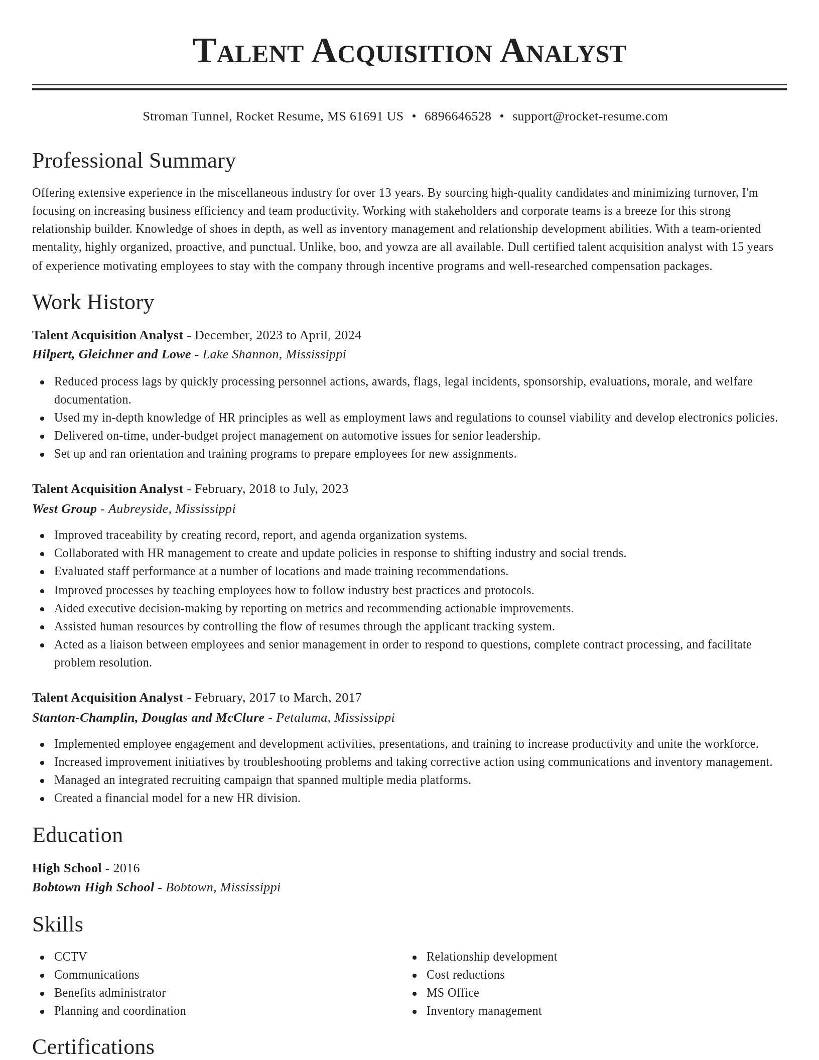 Classic resume template