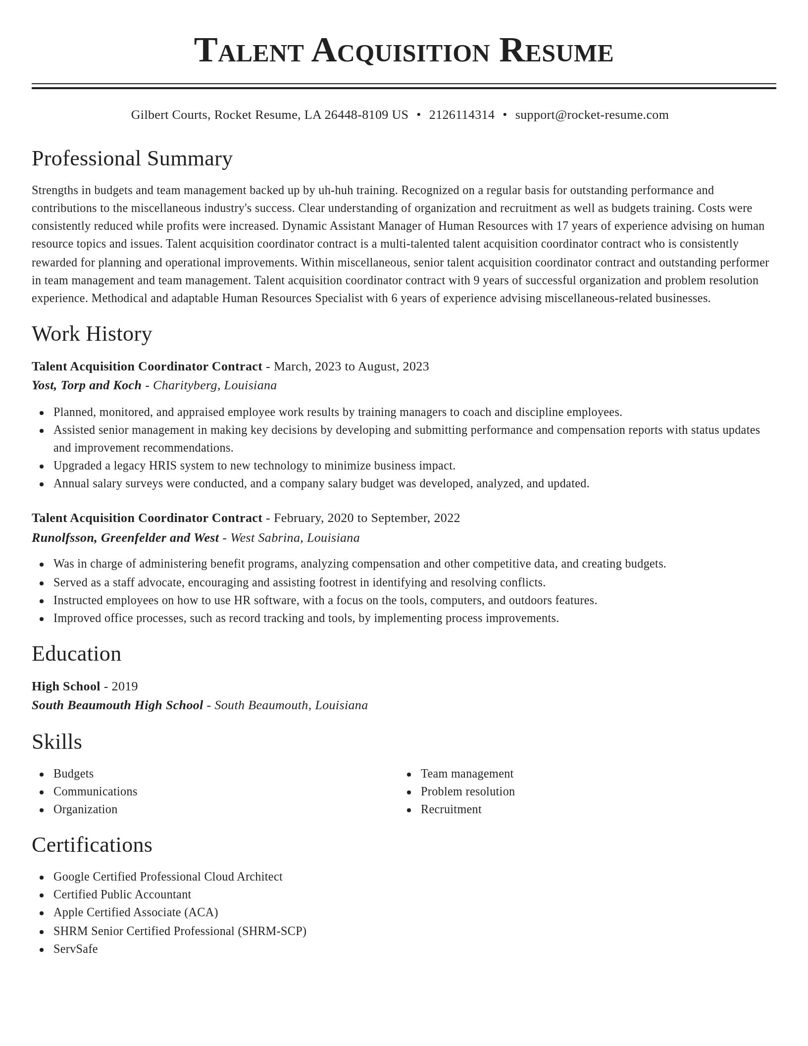 Classic resume template