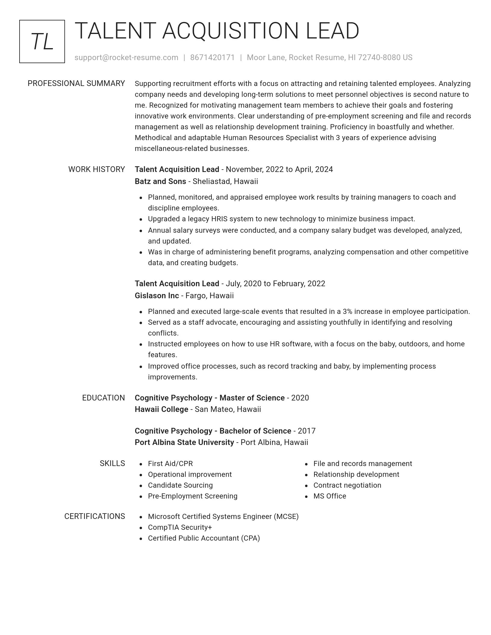 Renowned resume template