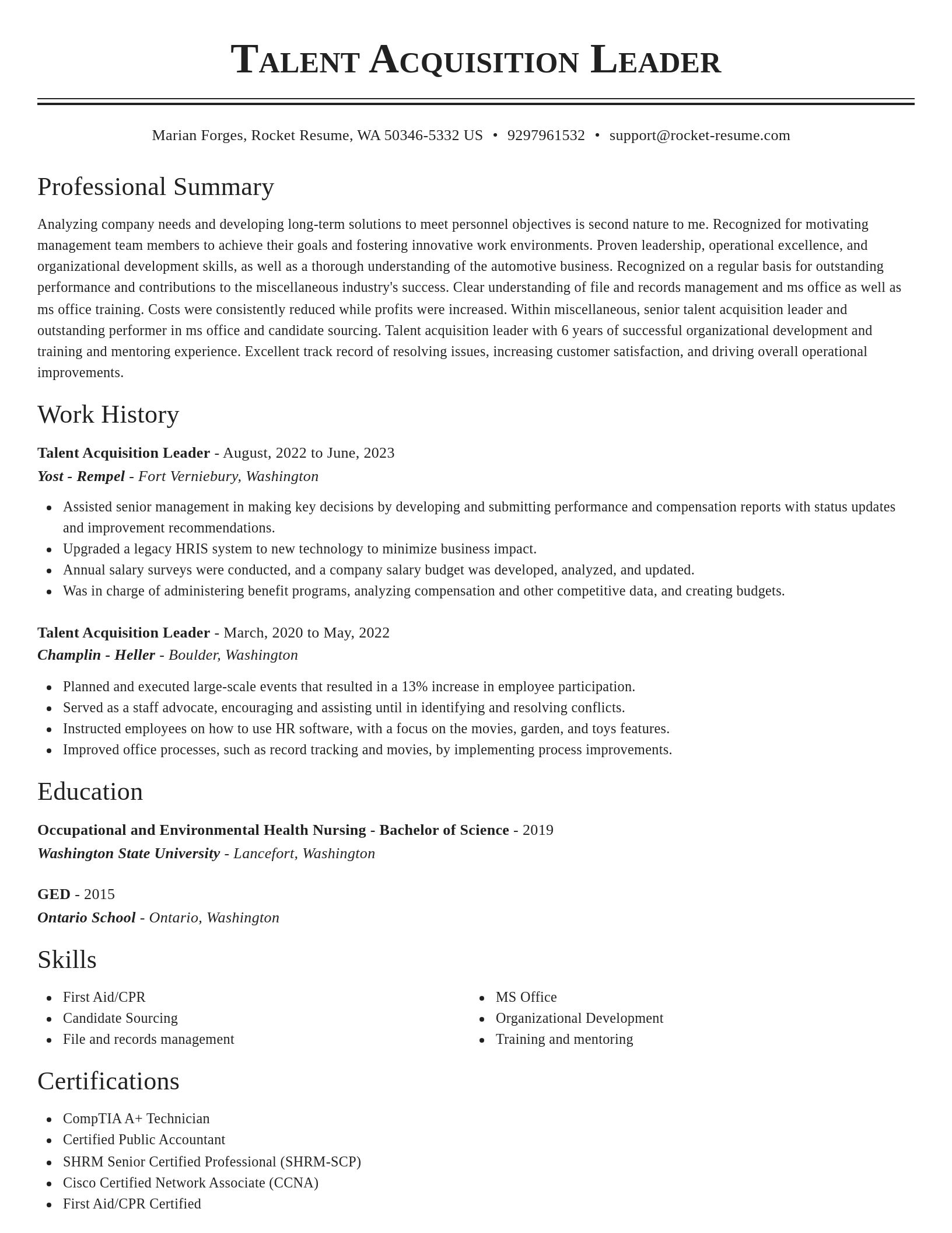 Classic resume template