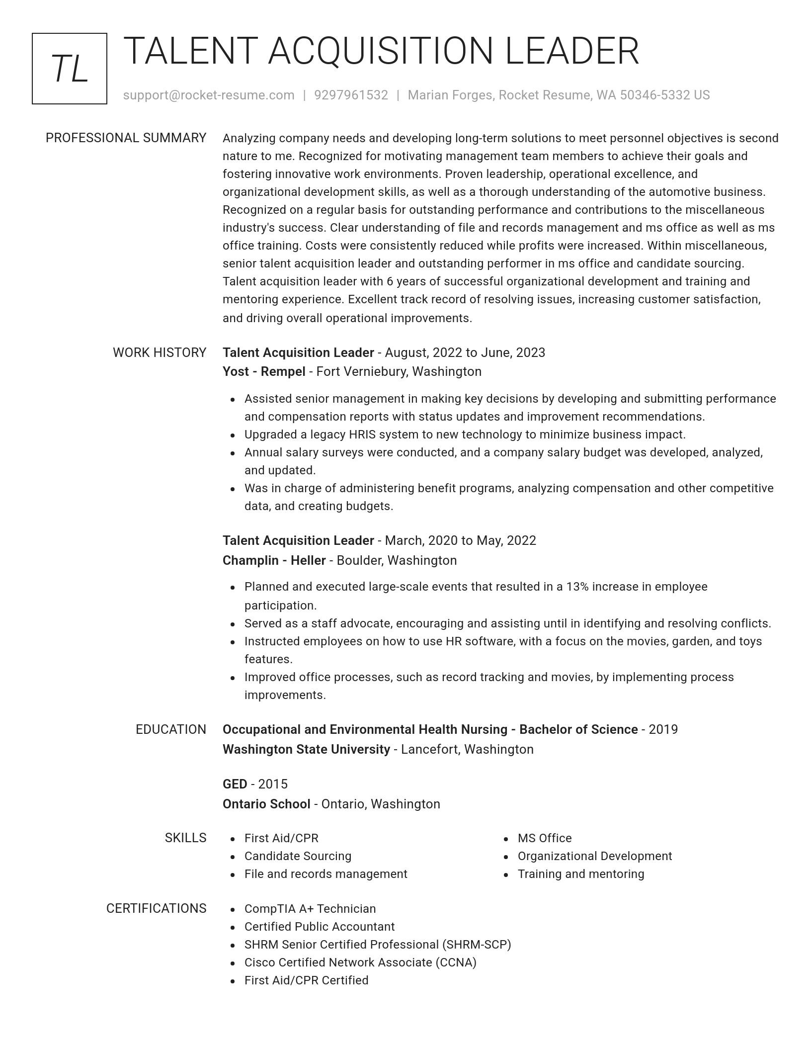 Renowned resume template