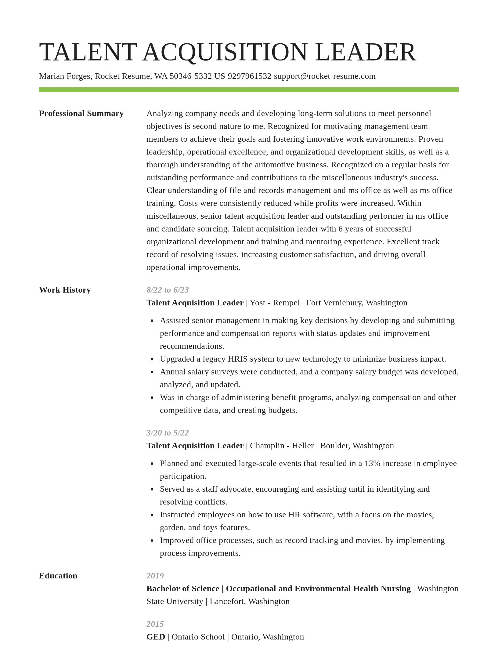Smart resume template