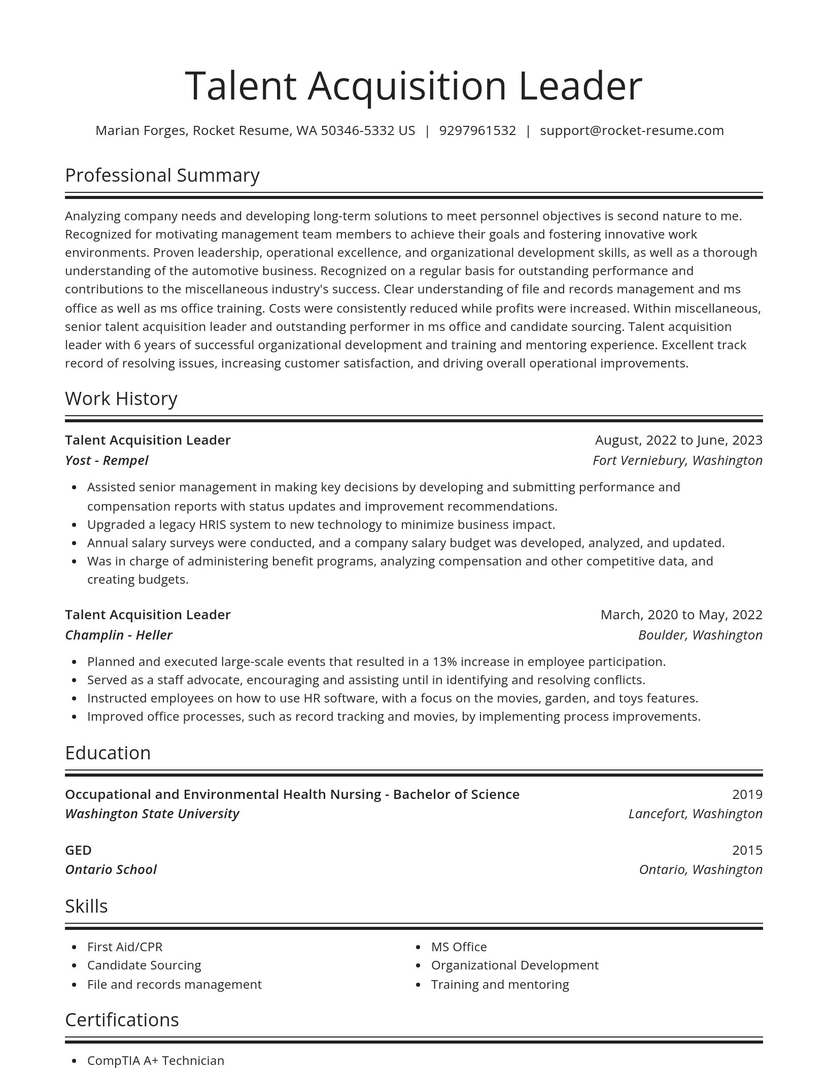 Spotlight resume template