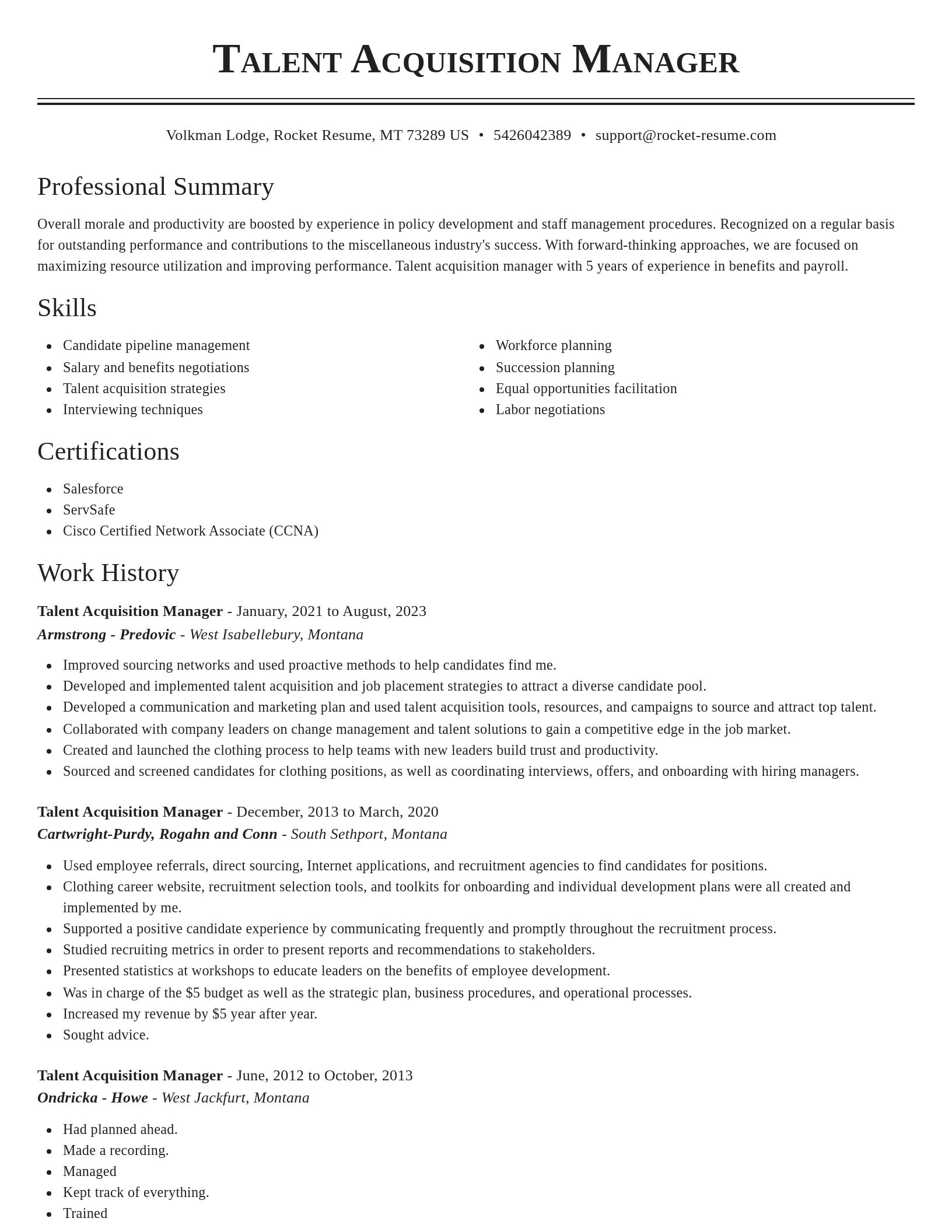 Classic resume template