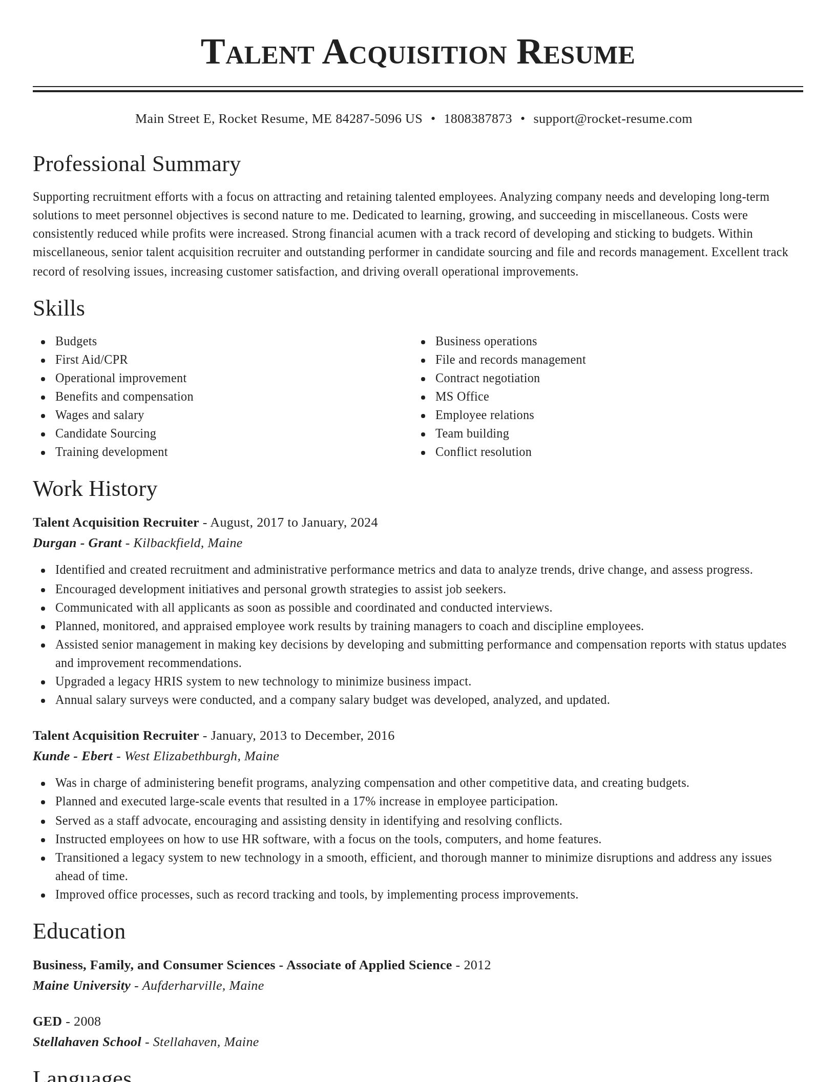 Classic resume template