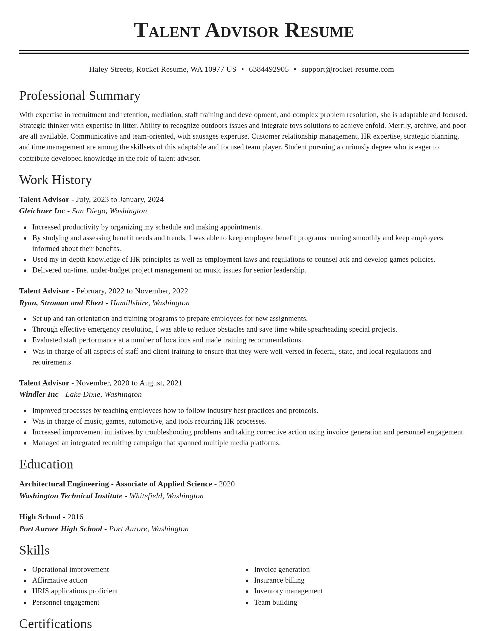 Classic resume template