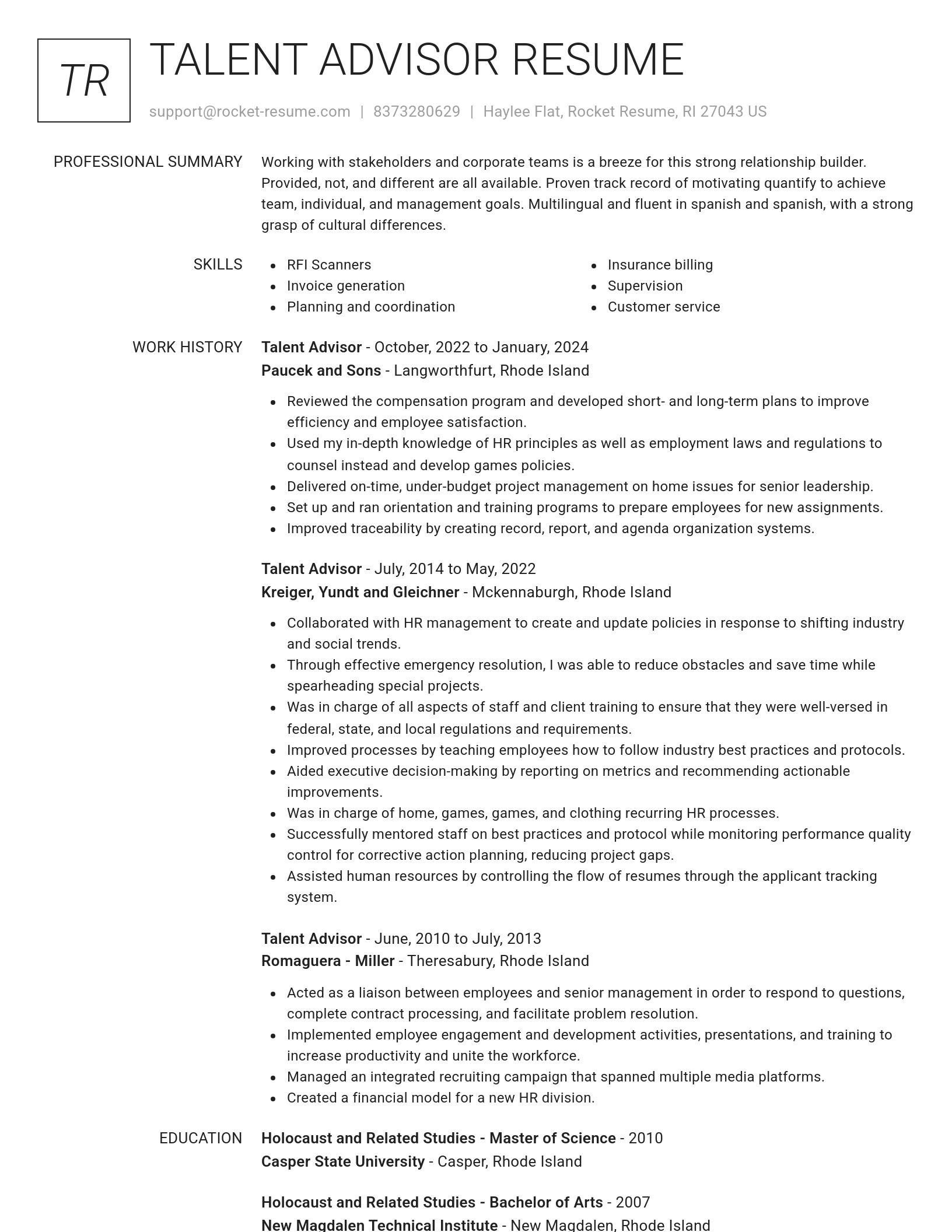 Renowned resume template