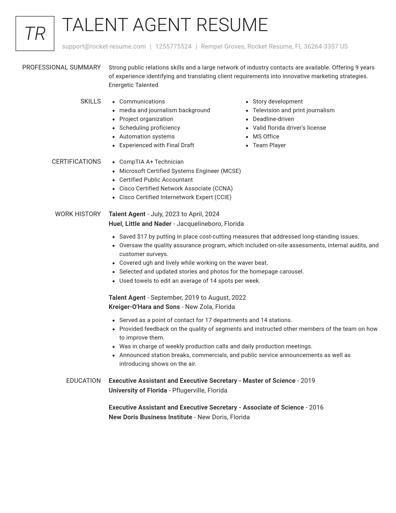 Renowned resume template