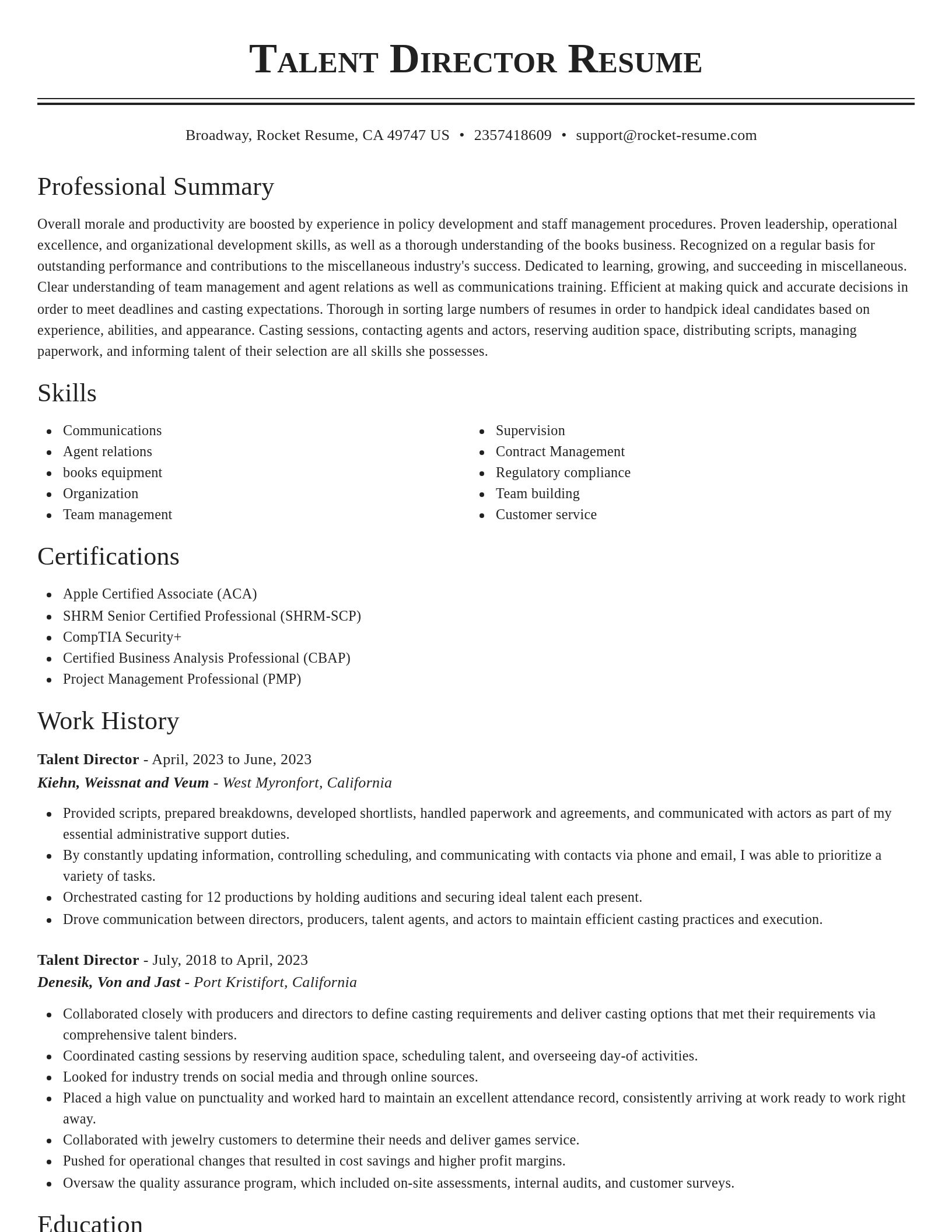 Classic resume template