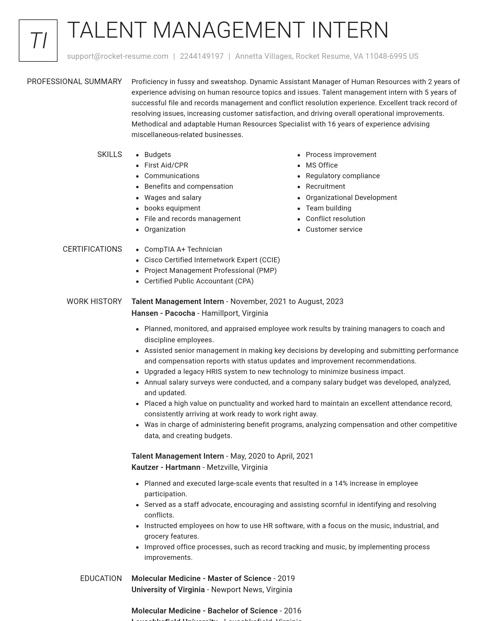 Renowned resume template