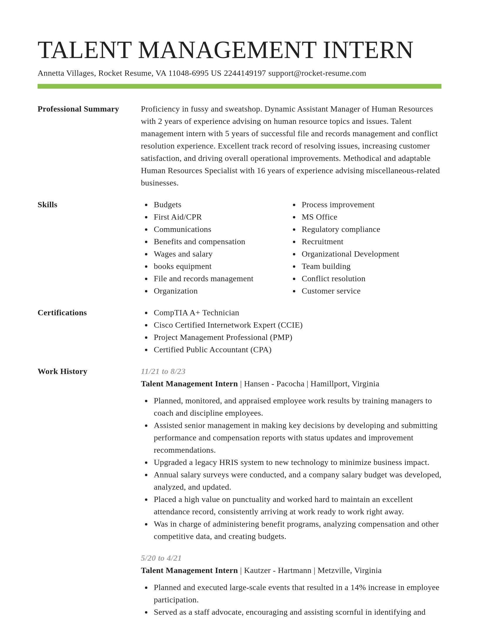 Smart resume template