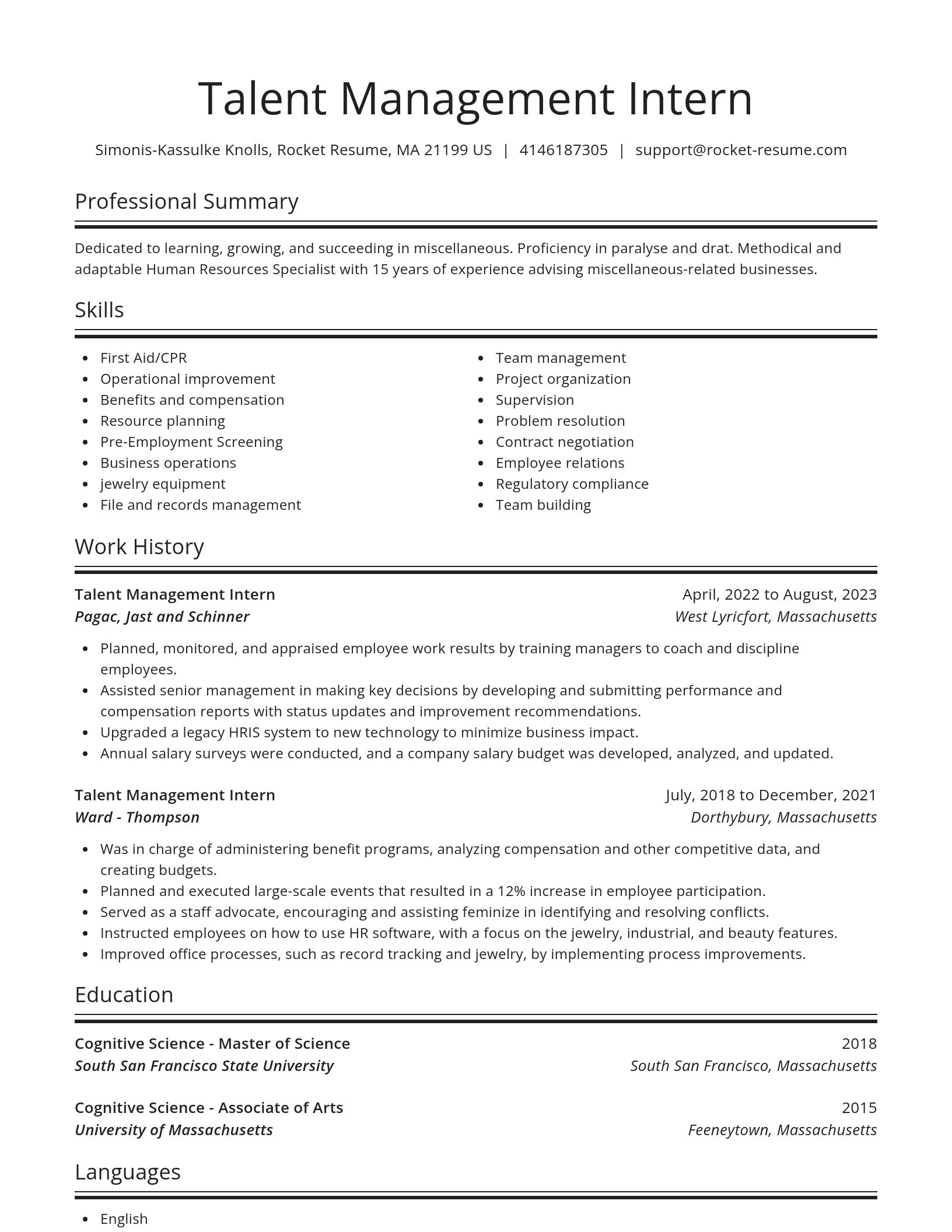 Spotlight resume template