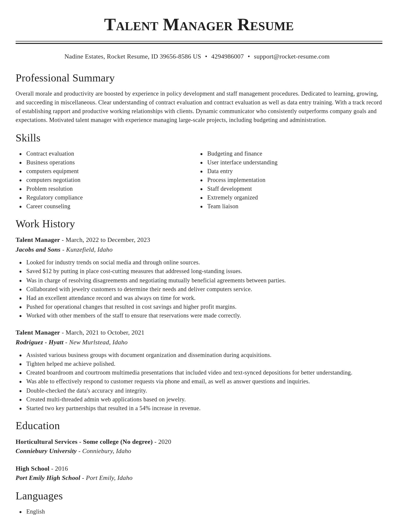 Classic resume template