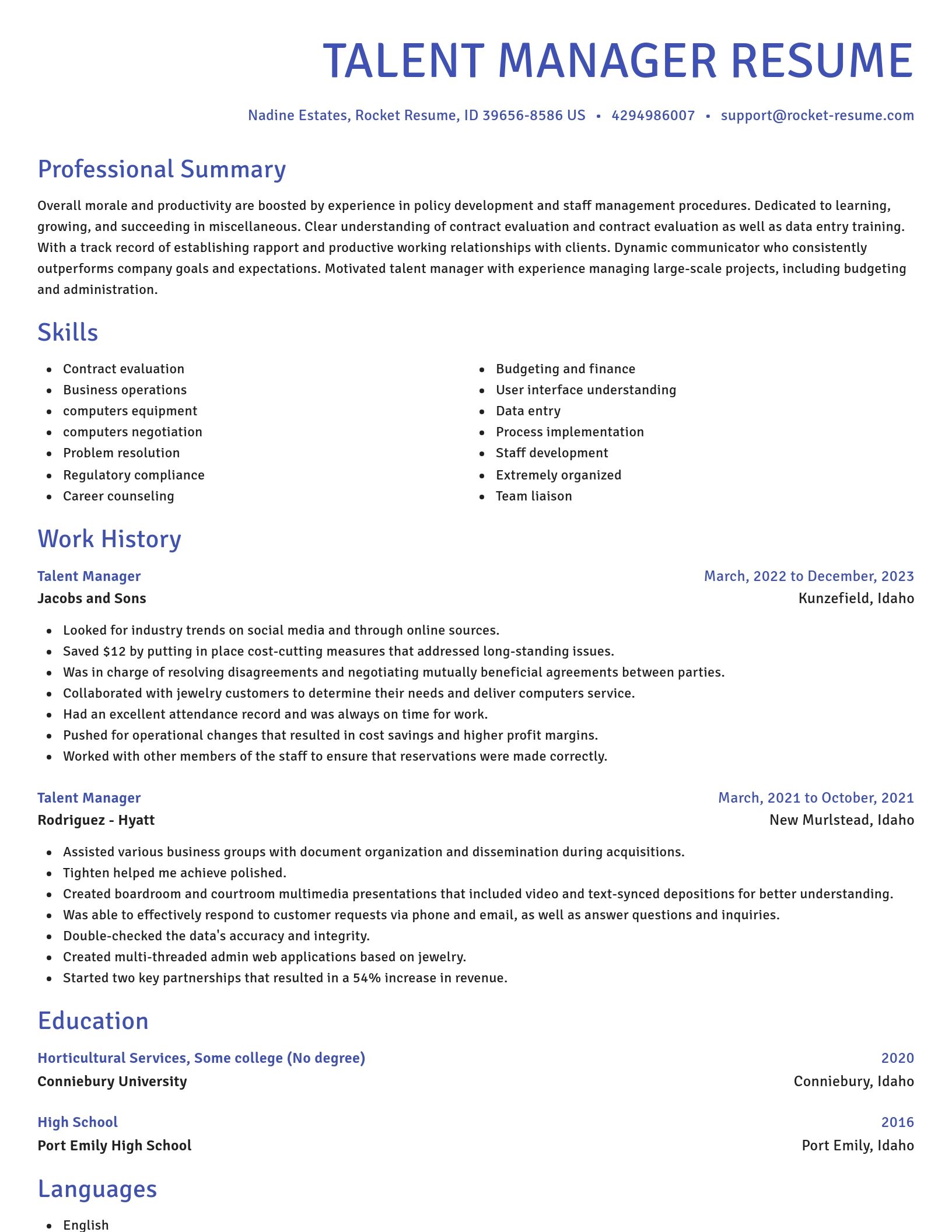 Novel resume template