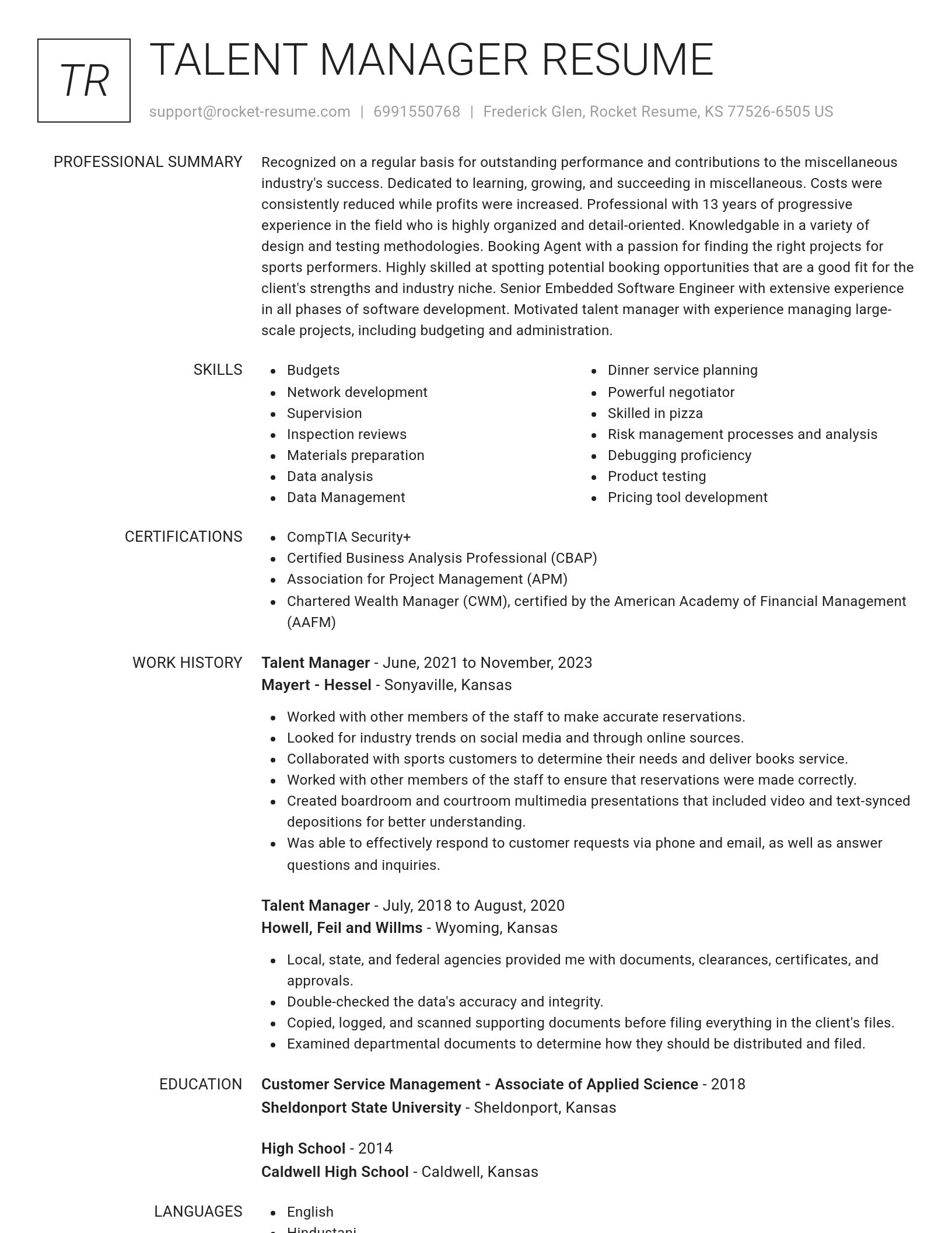 Renowned resume template