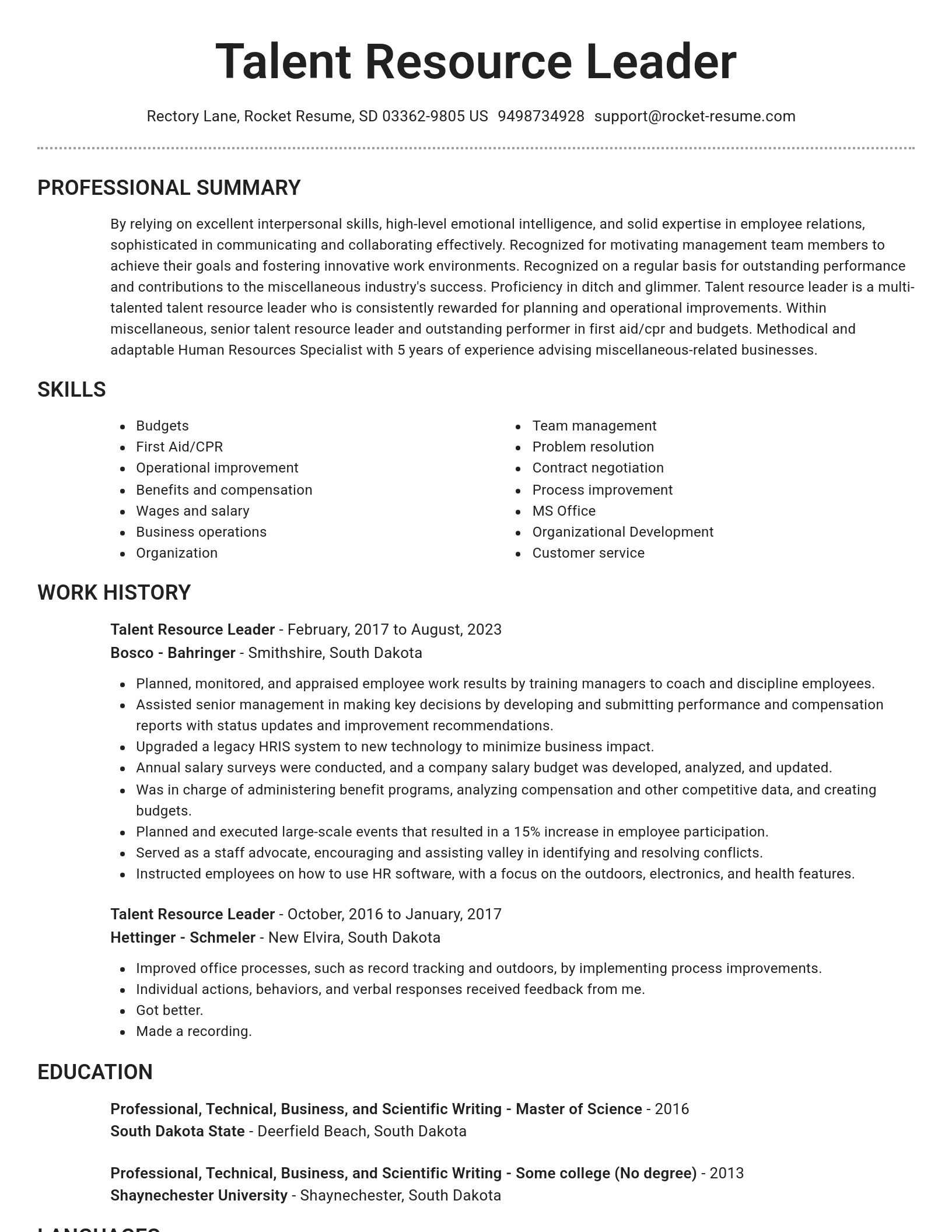 Brilliant resume template