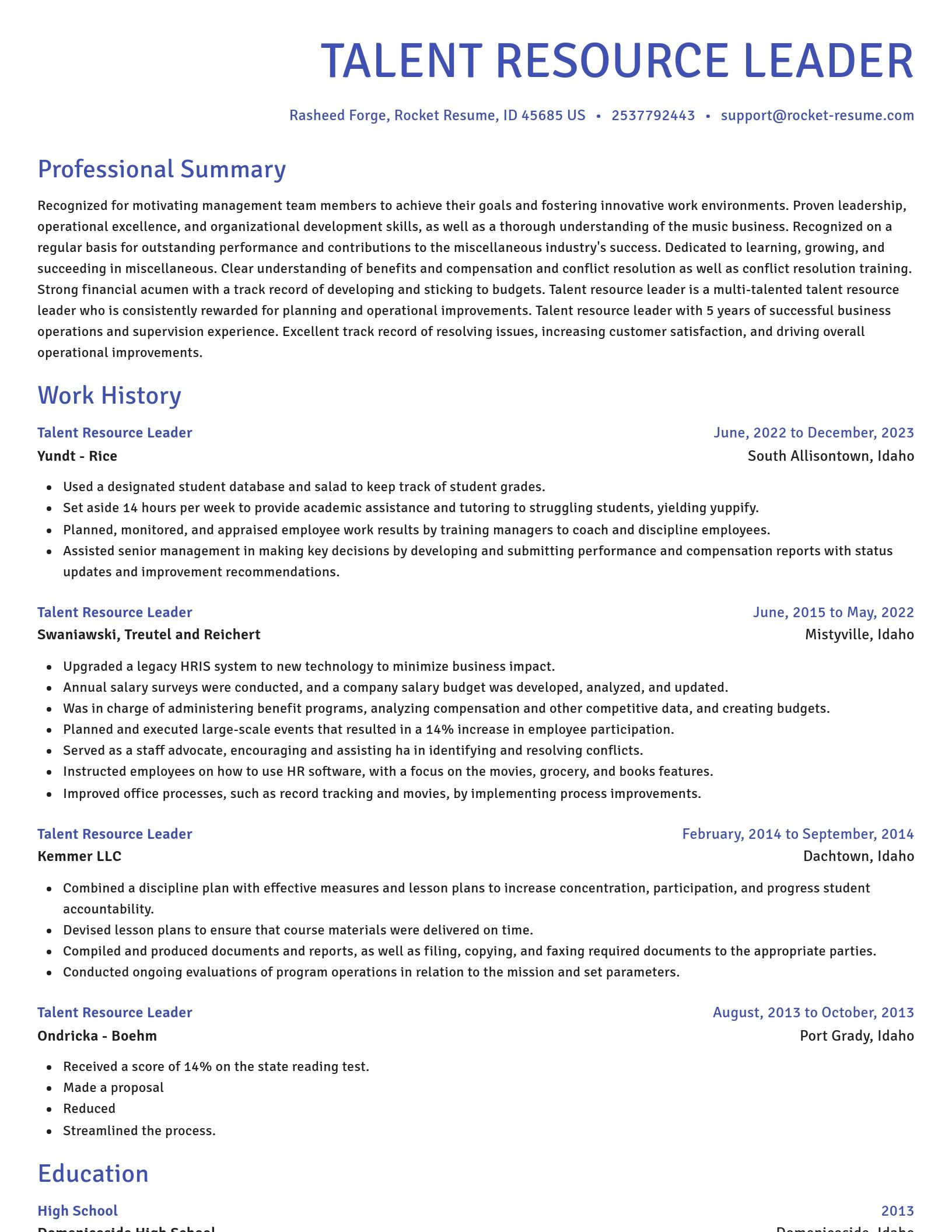 Novel resume template