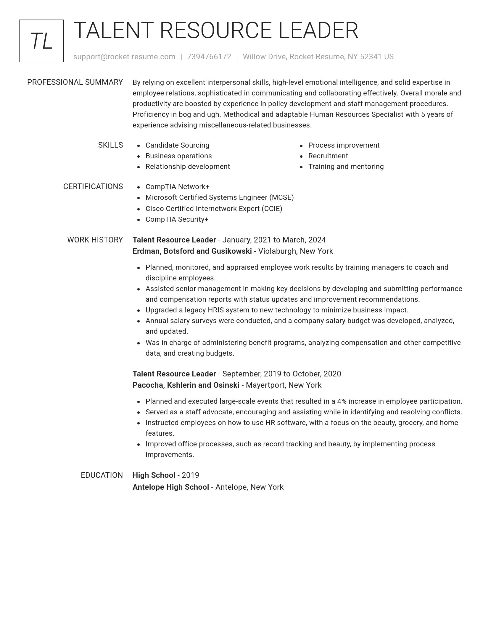 Renowned resume template