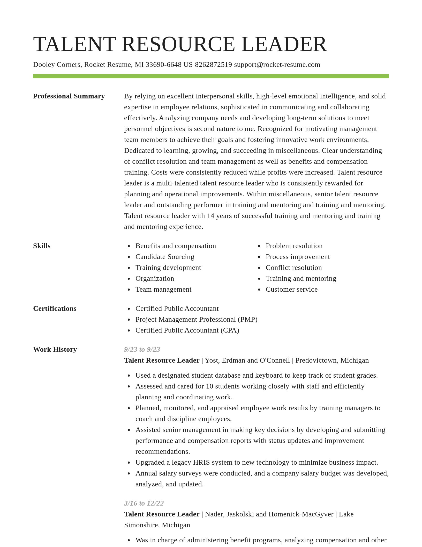 Smart resume template