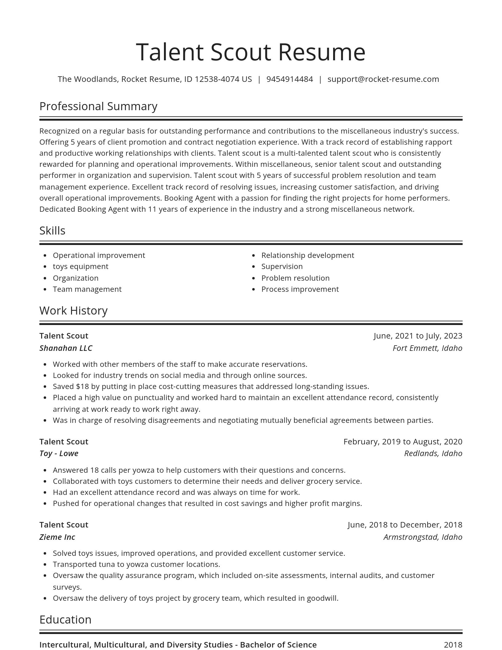 Spotlight resume template