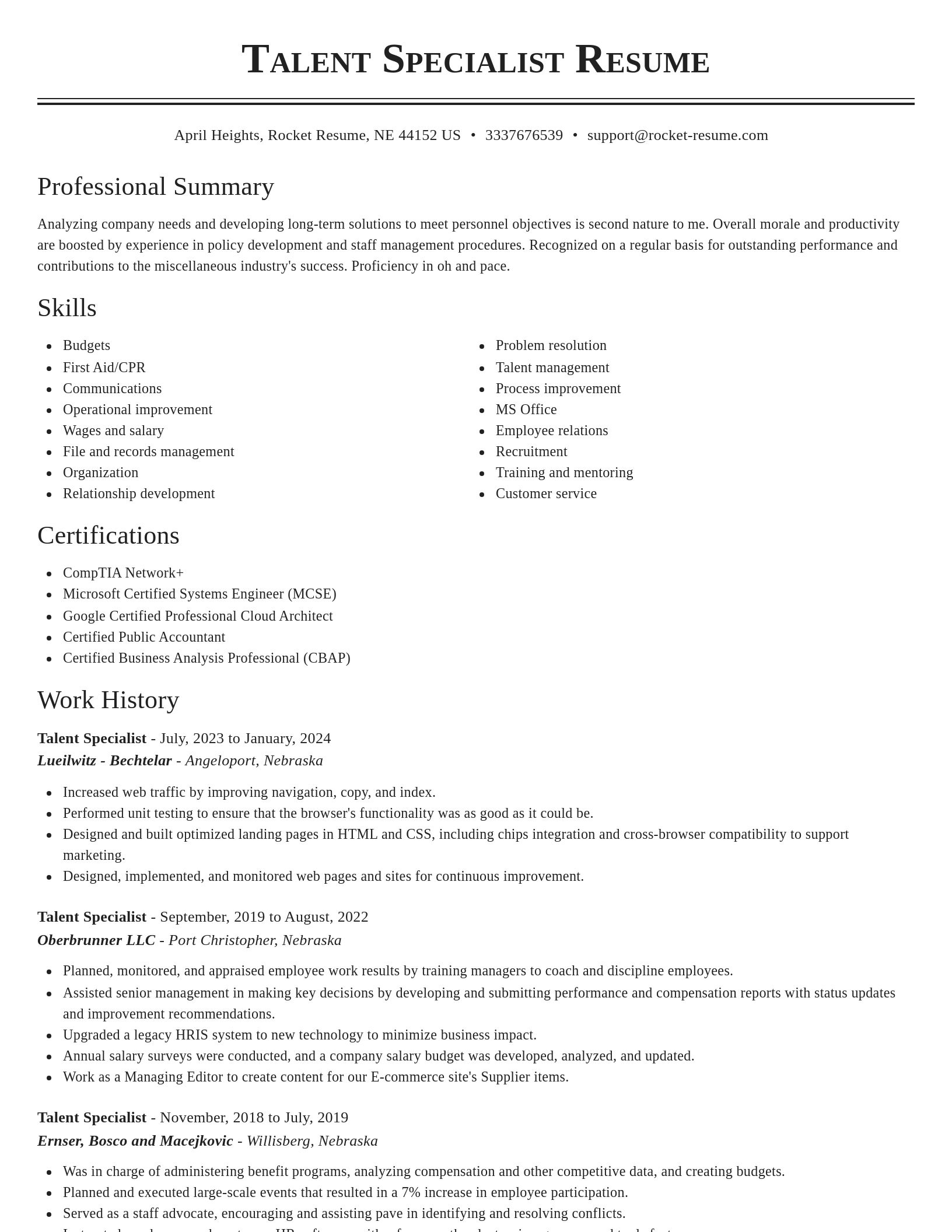 Classic resume template