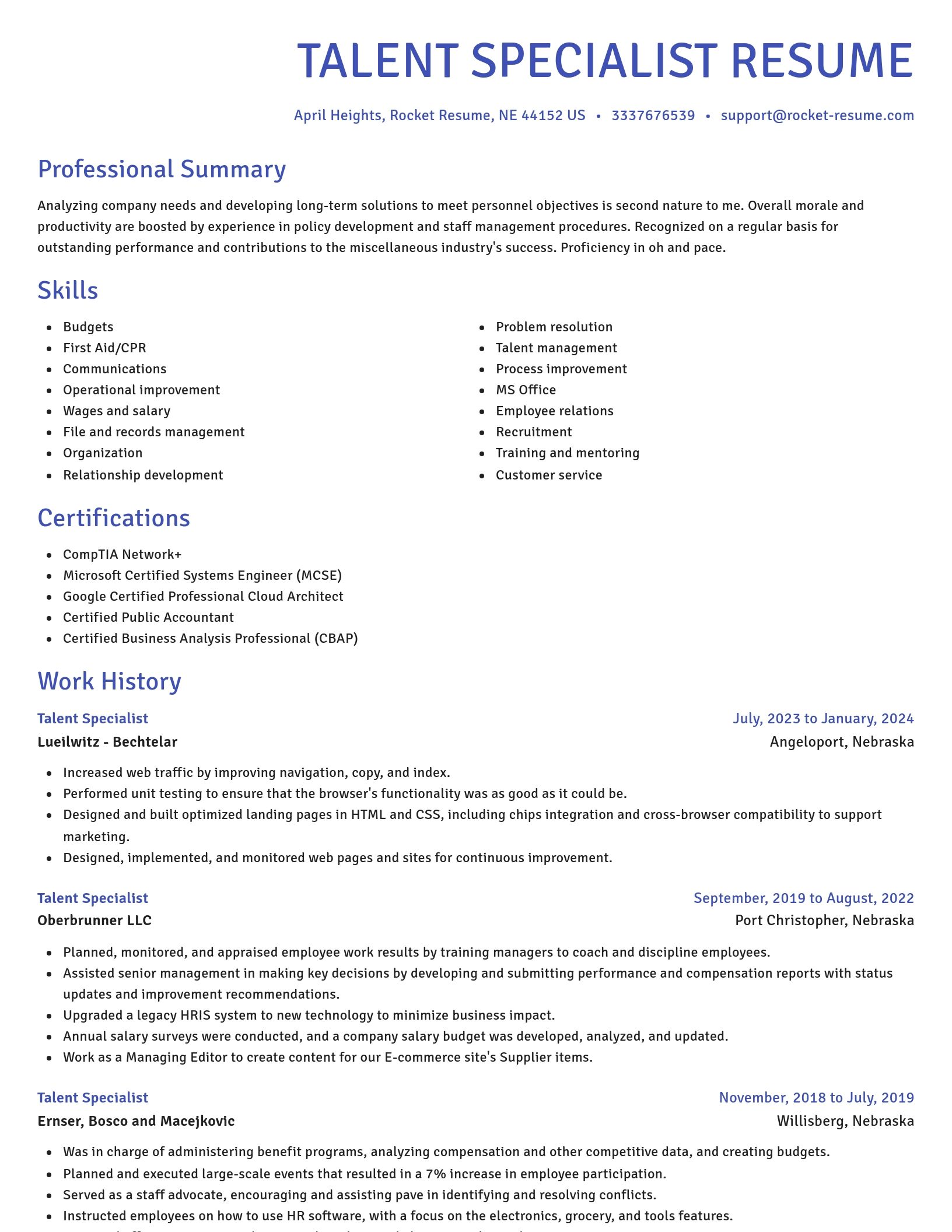 Novel resume template