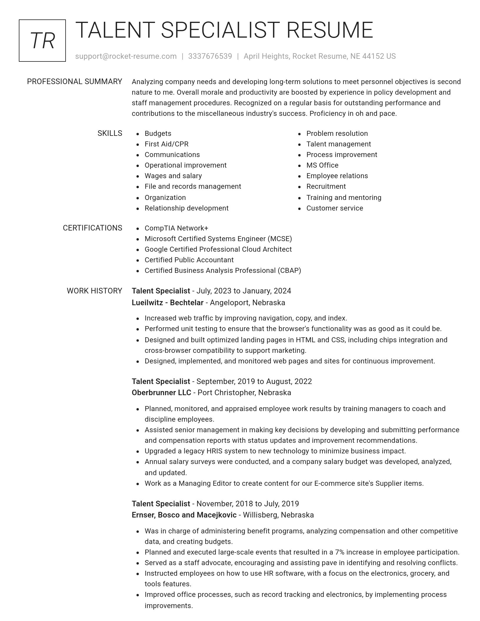 Renowned resume template
