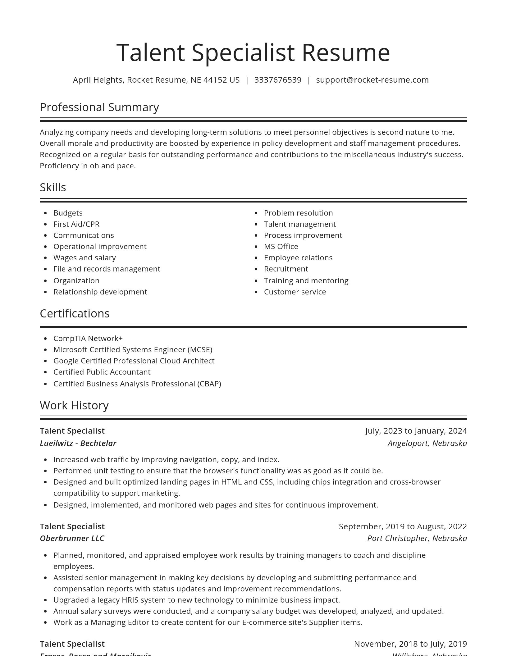 Spotlight resume template