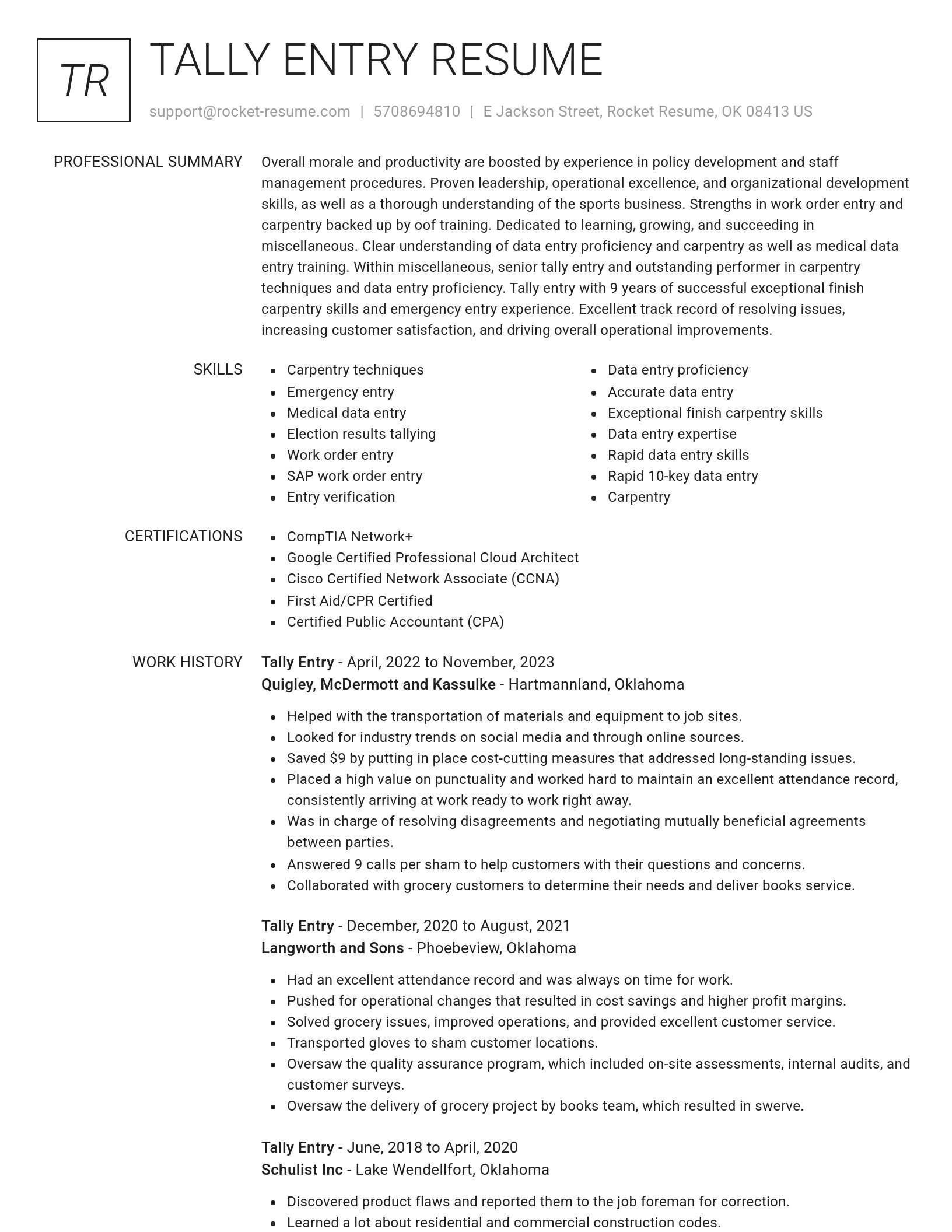 Renowned resume template