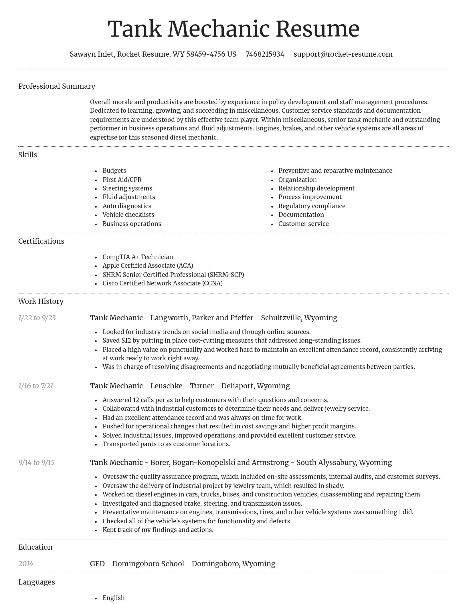 Dignified resume template