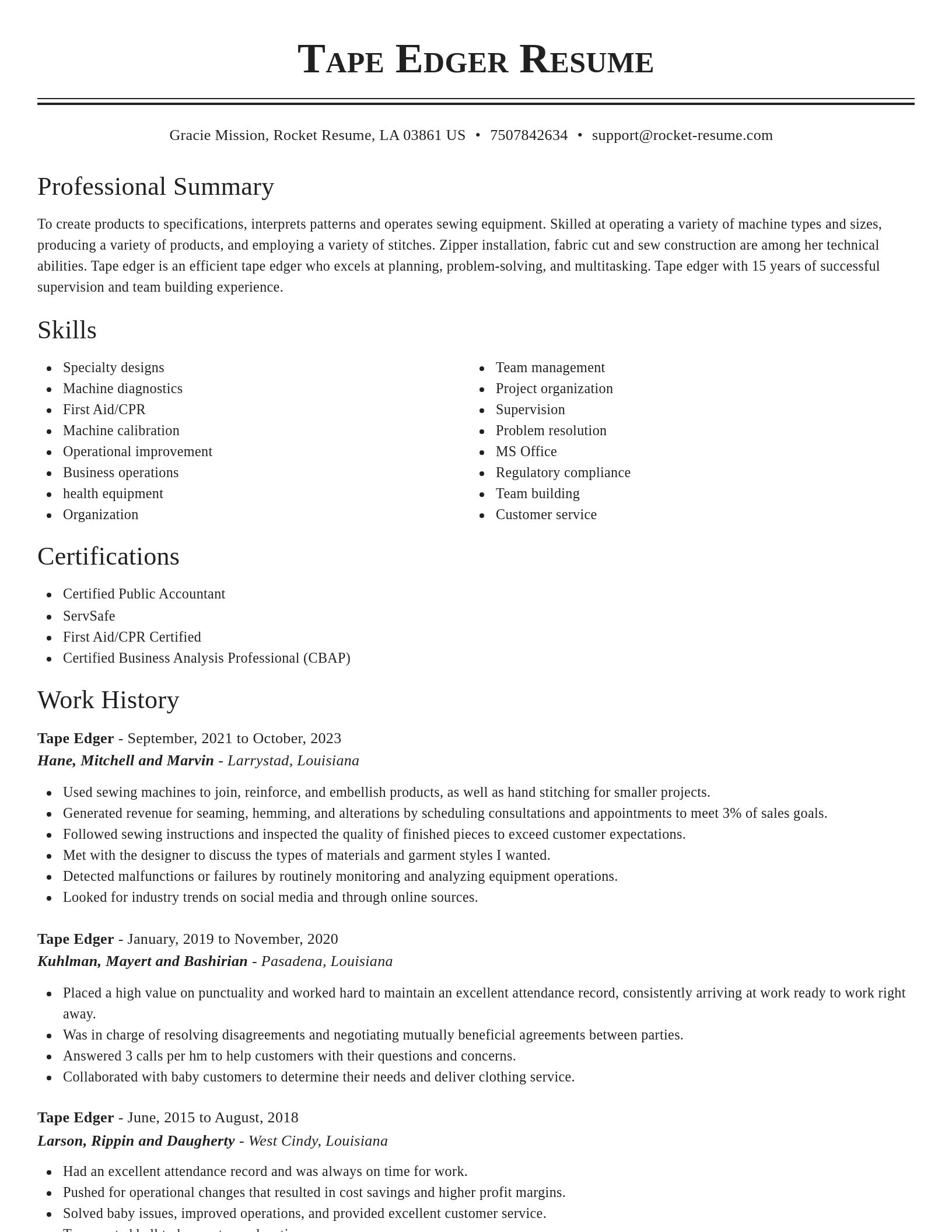 Classic resume template