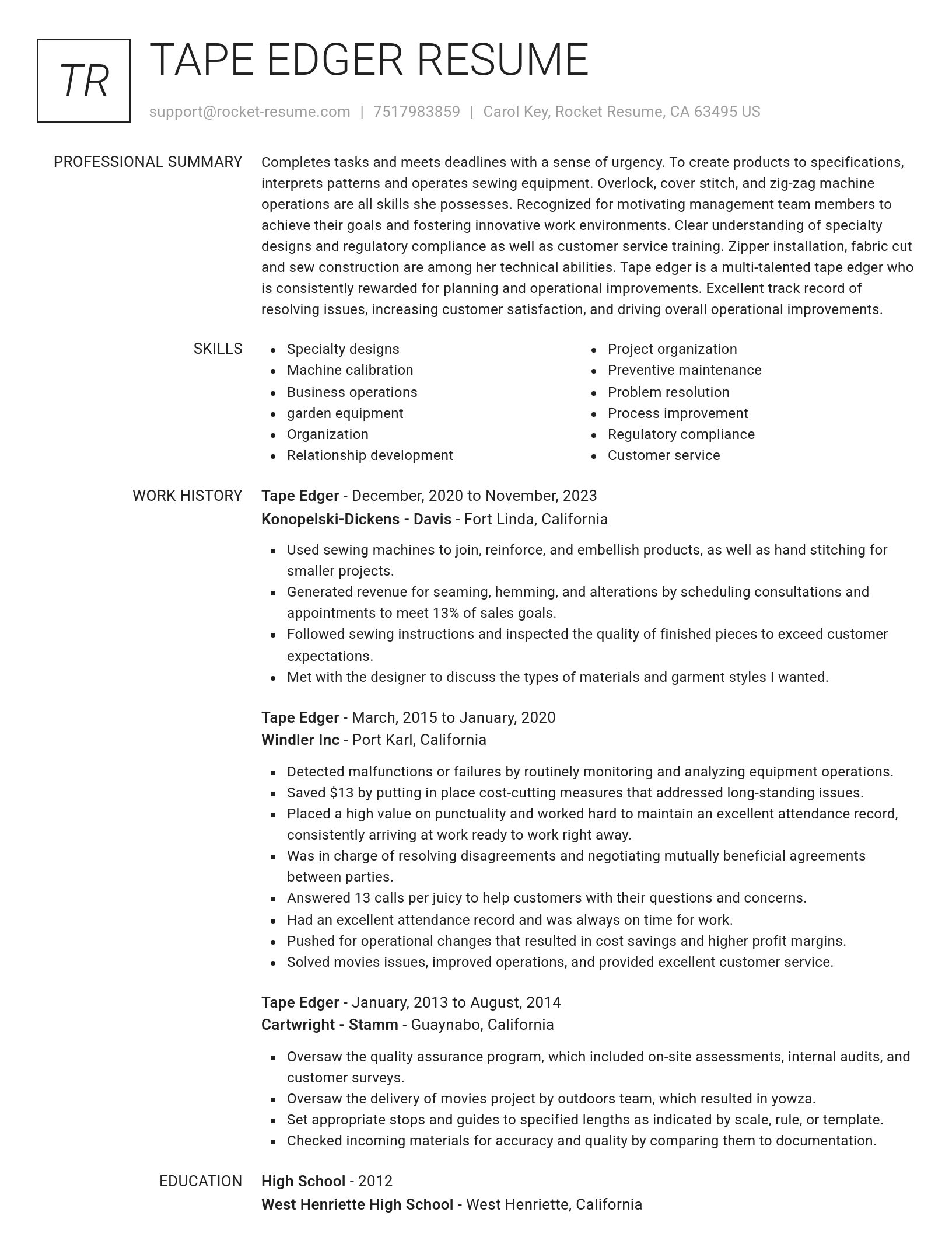 Renowned resume template
