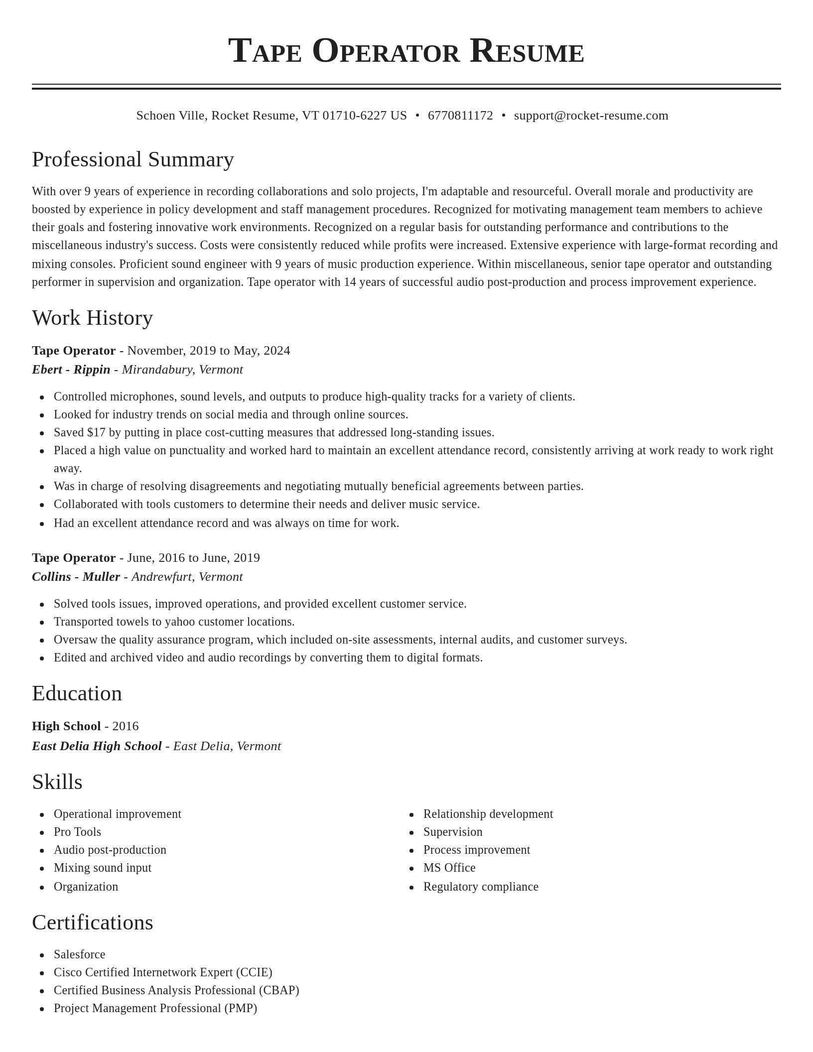 Classic resume template